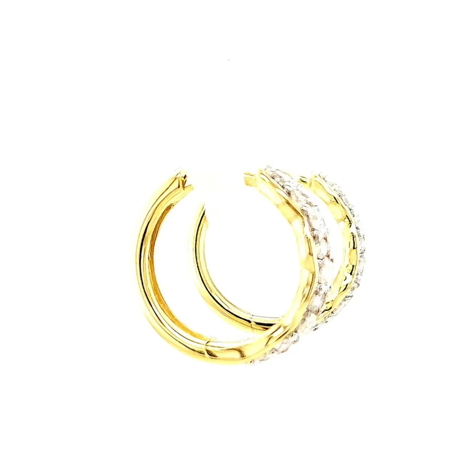 Celebration 9ct Two Tone Gold Round Brilliant Cut 3/4 CARAT tw of Lab Grown Diamonds Huggies Earrings