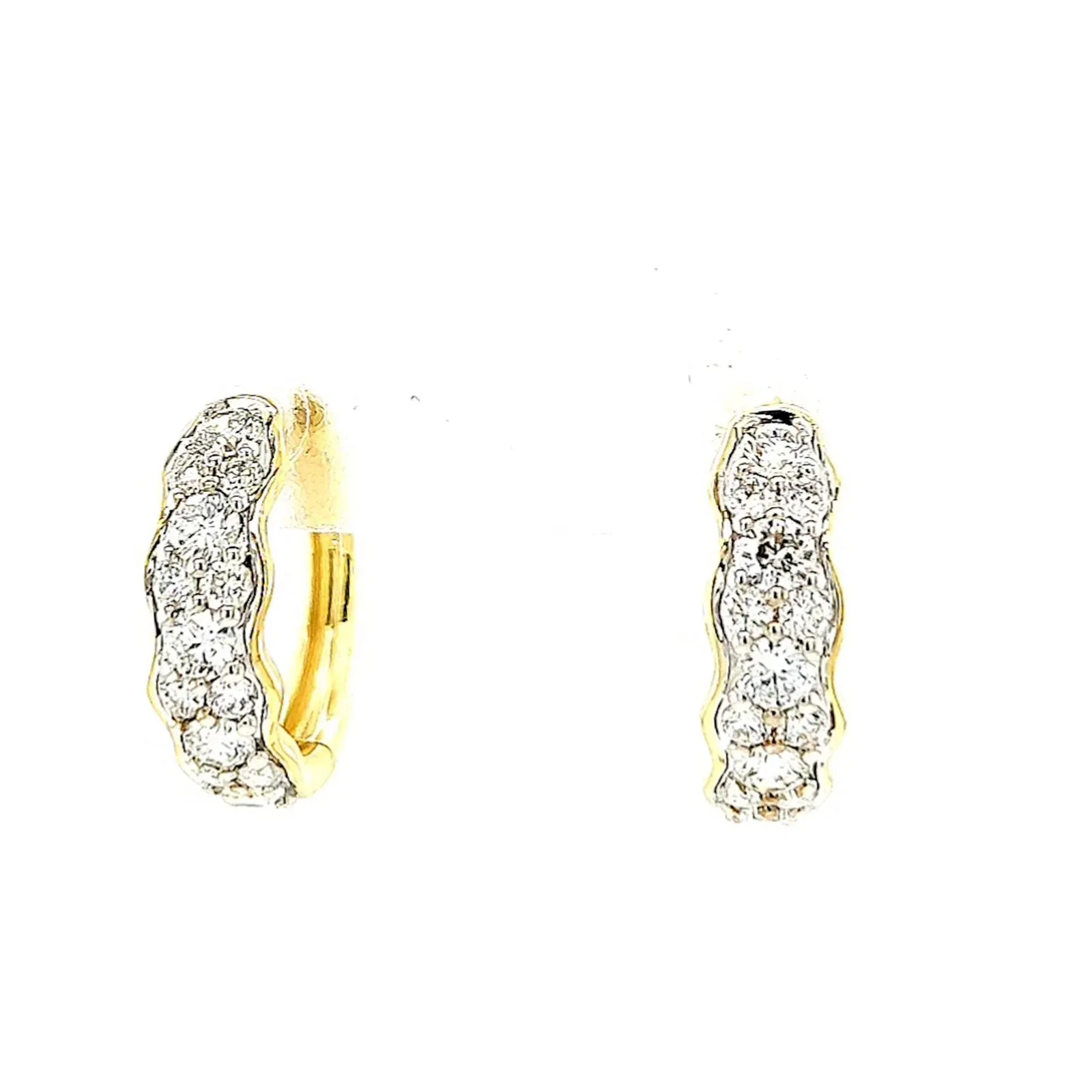 Celebration 9ct Two Tone Gold Round Brilliant Cut 3/4 CARAT tw of Lab Grown Diamonds Huggies Earrings