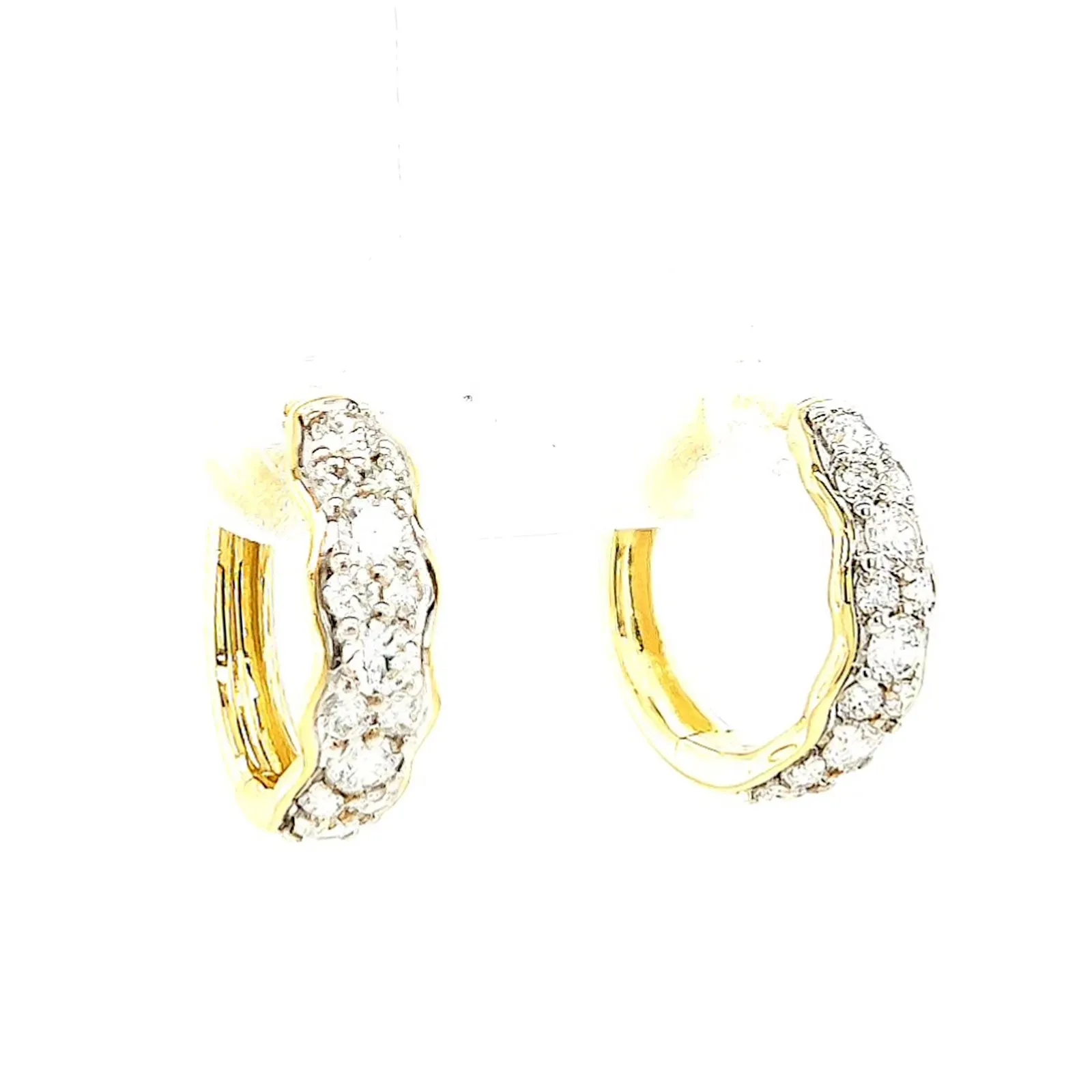 Celebration 9ct Two Tone Gold Round Brilliant Cut 3/4 CARAT tw of Lab Grown Diamonds Huggies Earrings