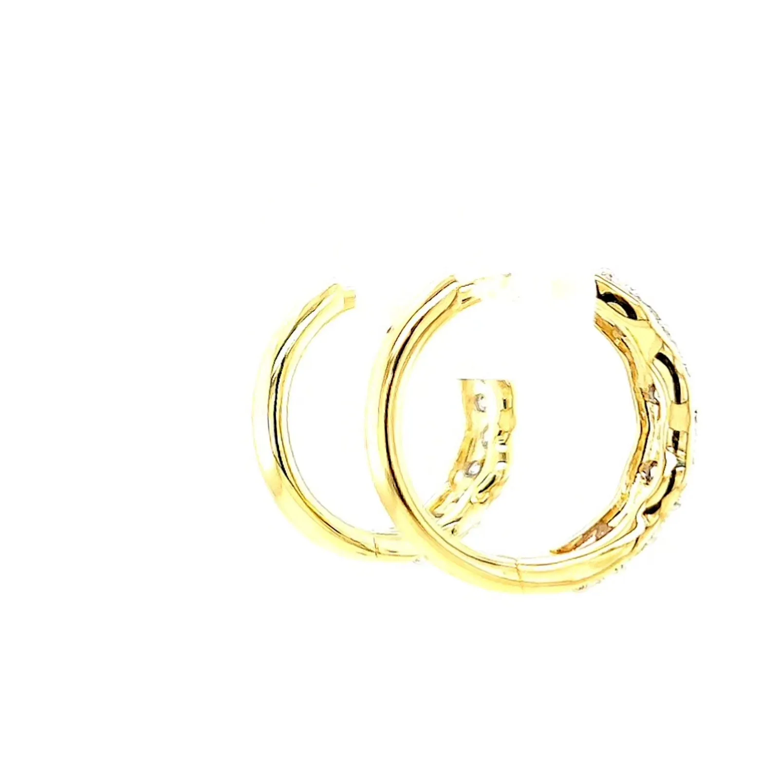 Celebration 9ct Two Tone Gold Round Brilliant Cut 3/4 CARAT tw of Lab Grown Diamonds Huggies Earrings