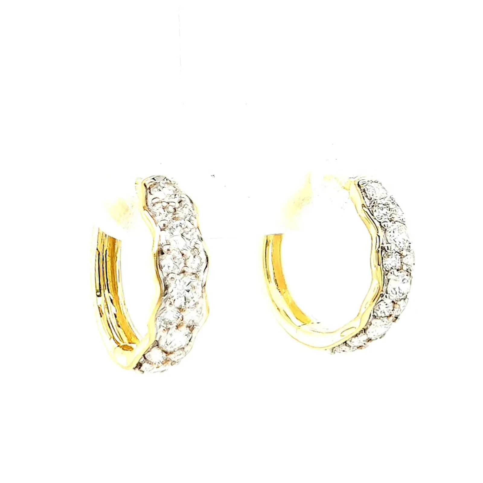 Celebration 9ct Two Tone Gold Round Brilliant Cut 3/4 CARAT tw of Lab Grown Diamonds Huggies Earrings