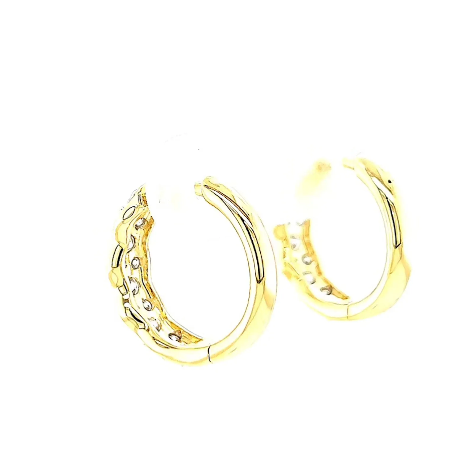 Celebration 9ct Two Tone Gold Round Brilliant Cut 3/4 CARAT tw of Lab Grown Diamonds Huggies Earrings