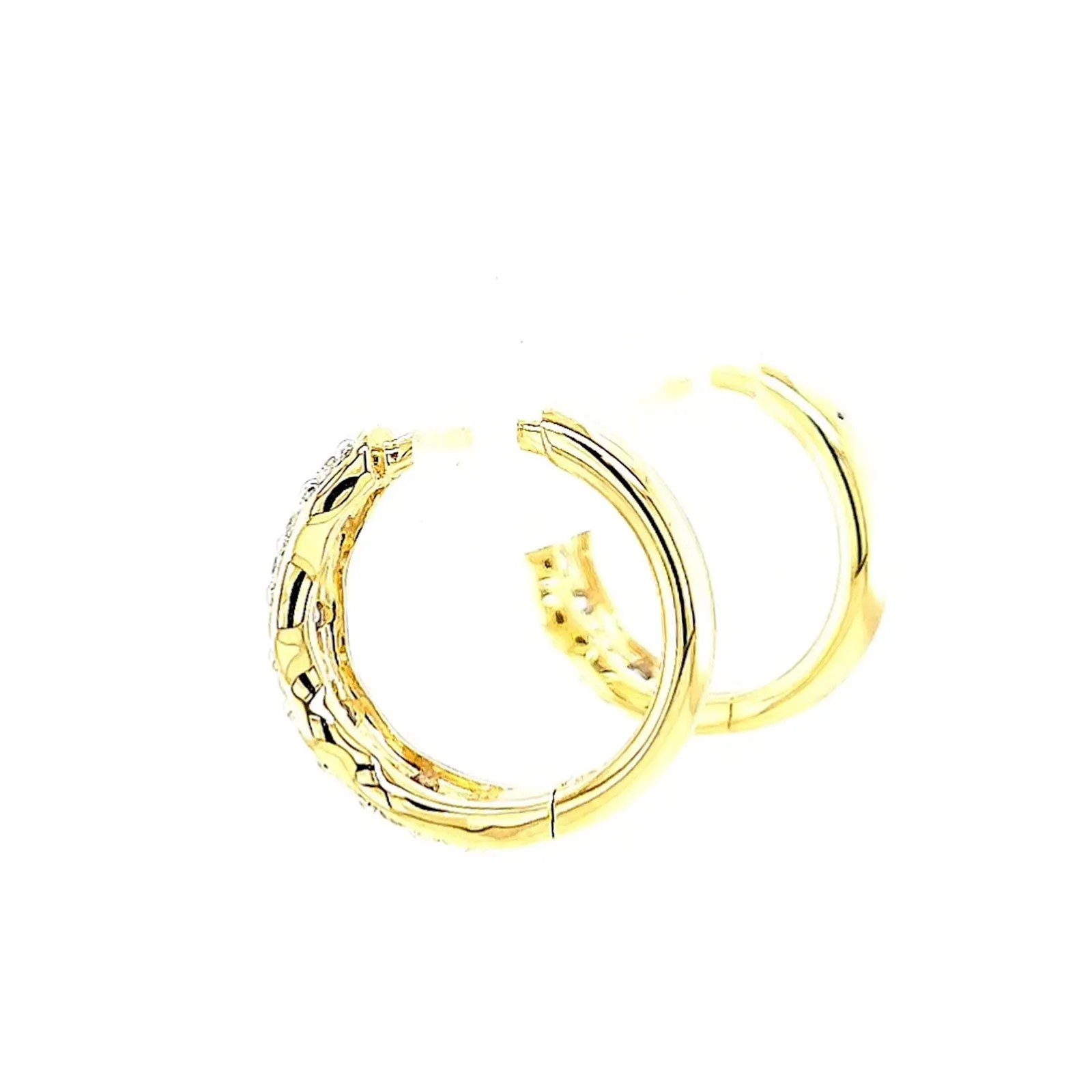 Celebration 9ct Two Tone Gold Round Brilliant Cut 3/4 CARAT tw of Lab Grown Diamonds Huggies Earrings