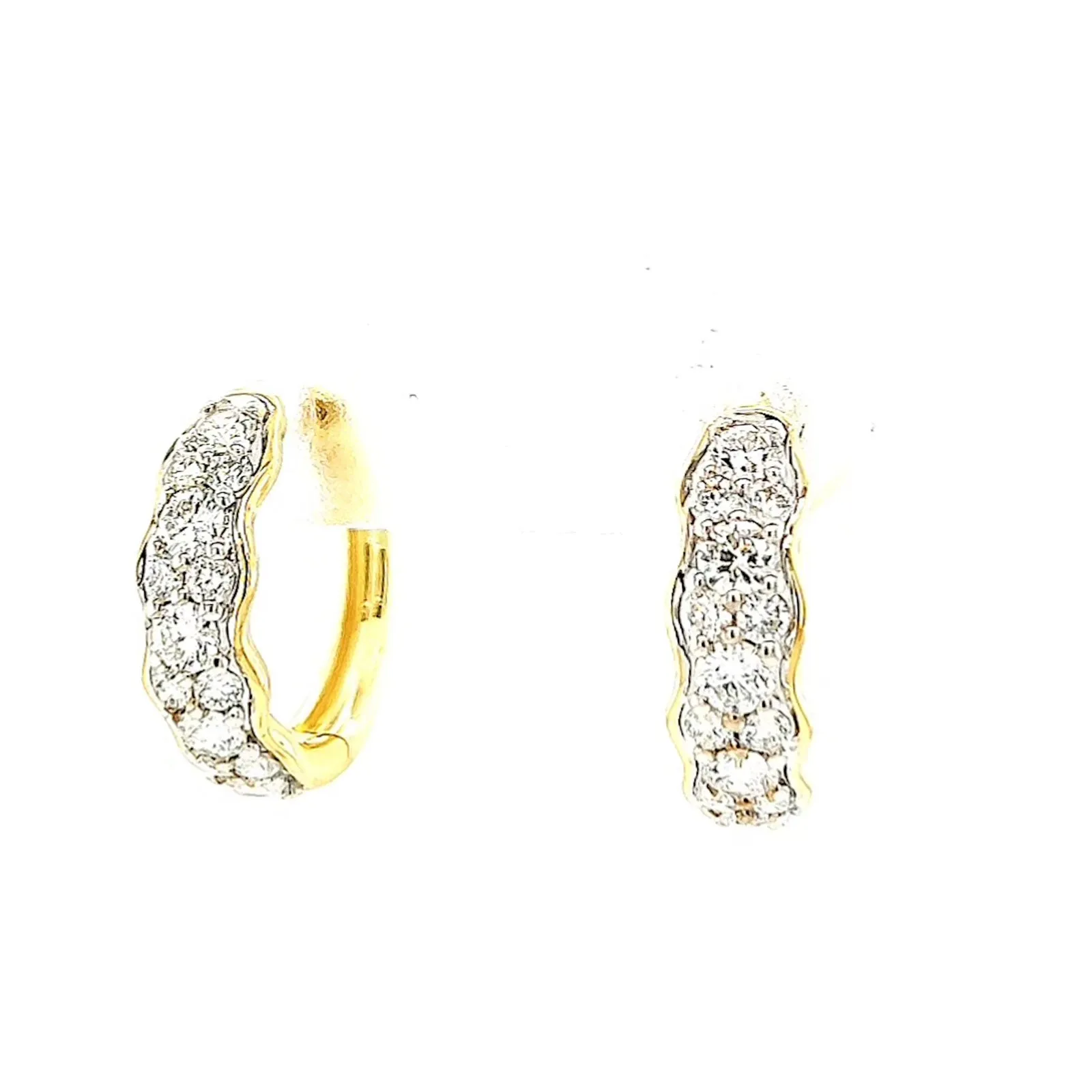 Celebration 9ct Two Tone Gold Round Brilliant Cut 3/4 CARAT tw of Lab Grown Diamonds Huggies Earrings