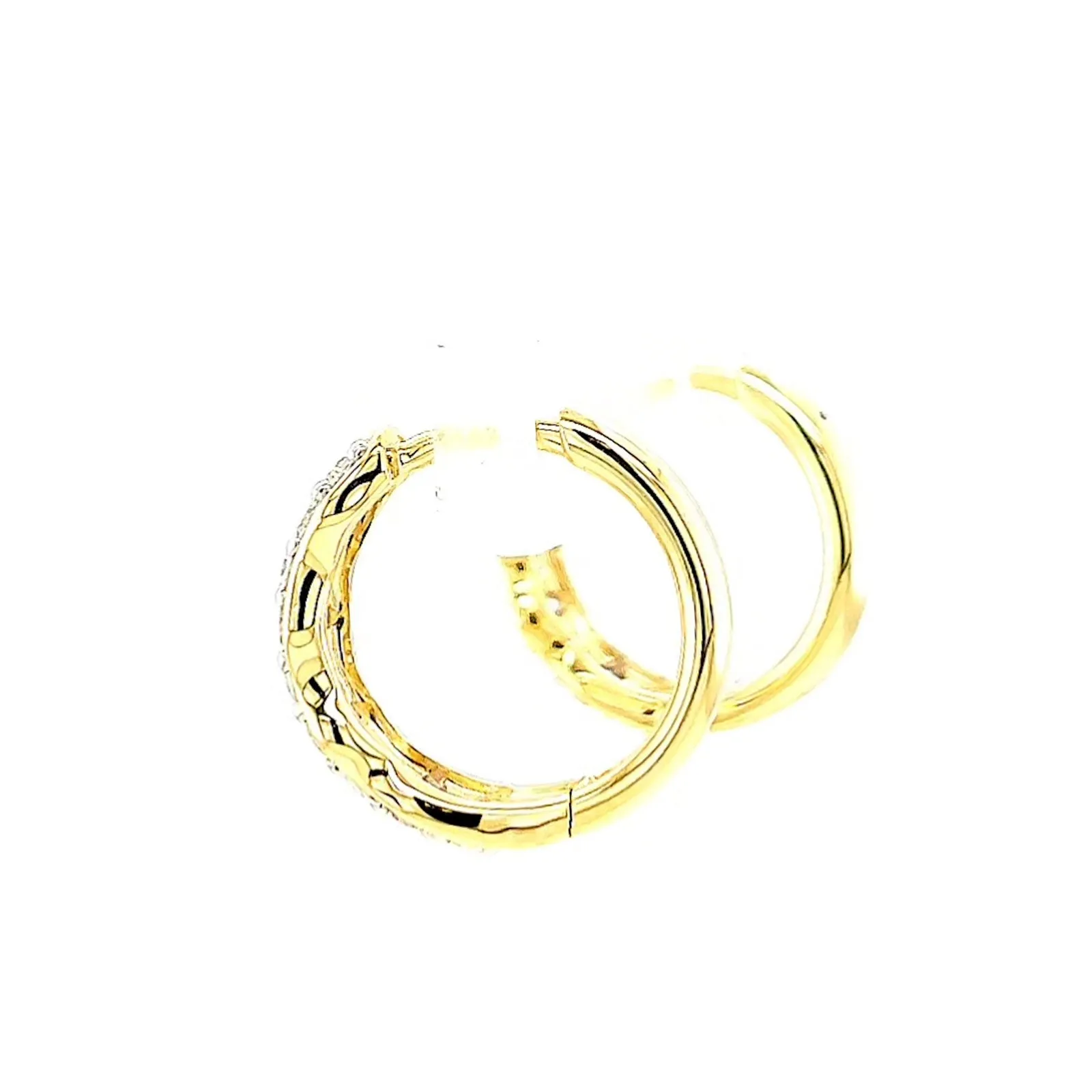 Celebration 9ct Two Tone Gold Round Brilliant Cut 3/4 CARAT tw of Lab Grown Diamonds Huggies Earrings