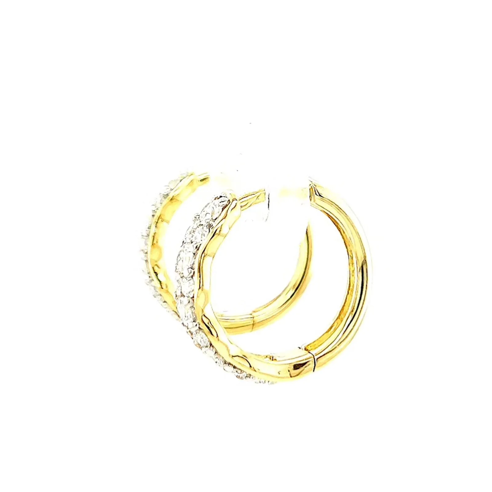Celebration 9ct Two Tone Gold Round Brilliant Cut 3/4 CARAT tw of Lab Grown Diamonds Huggies Earrings