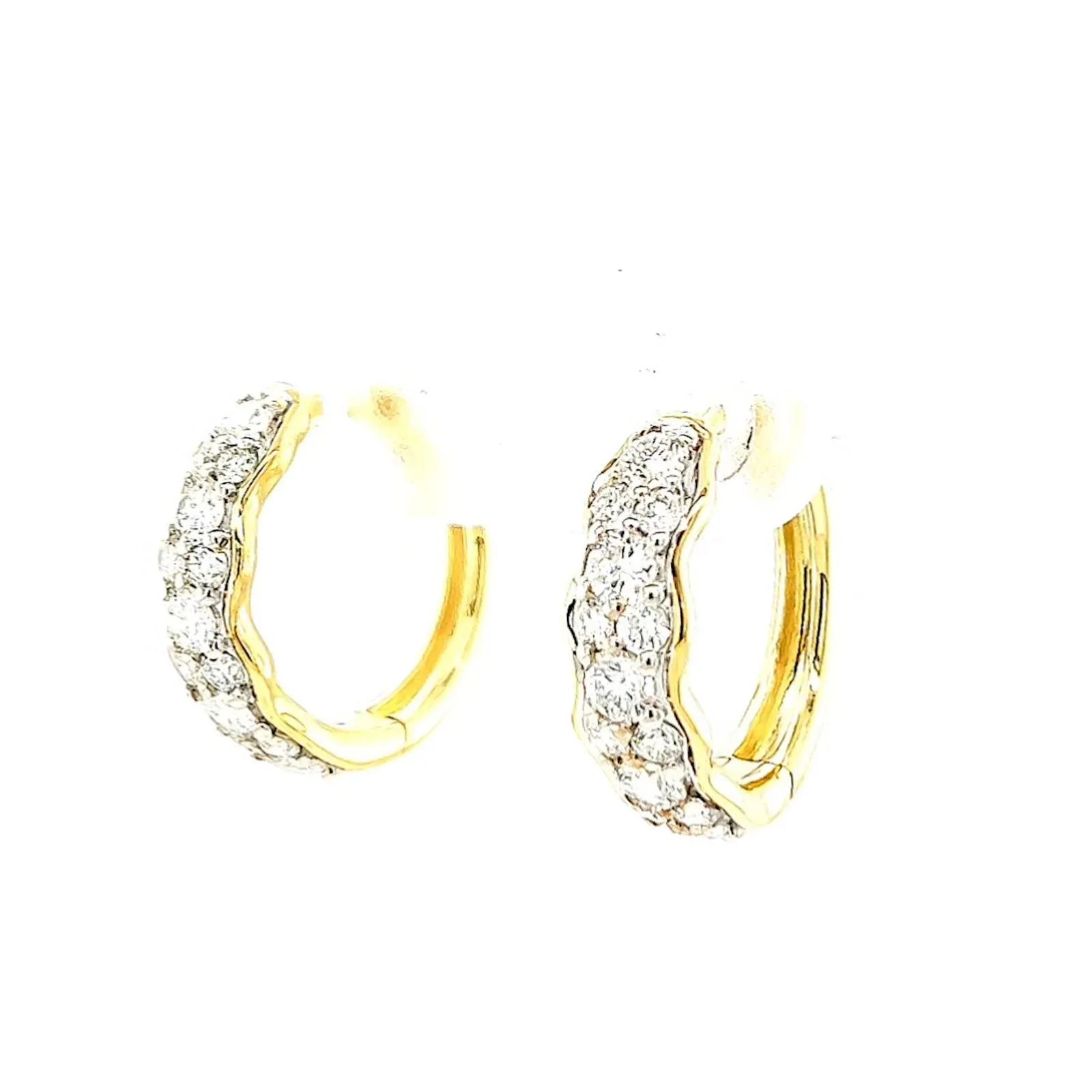 Celebration 9ct Two Tone Gold Round Brilliant Cut 3/4 CARAT tw of Lab Grown Diamonds Huggies Earrings