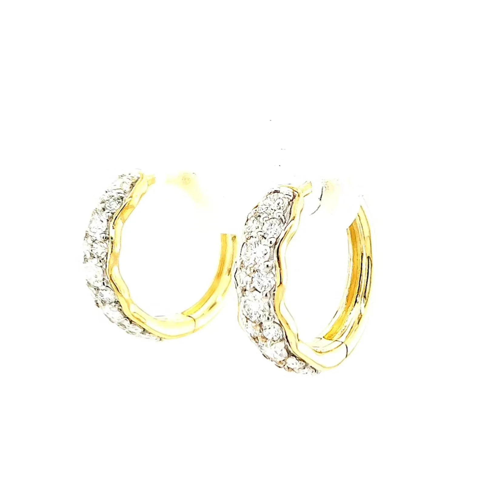 Celebration 9ct Two Tone Gold Round Brilliant Cut 3/4 CARAT tw of Lab Grown Diamonds Huggies Earrings