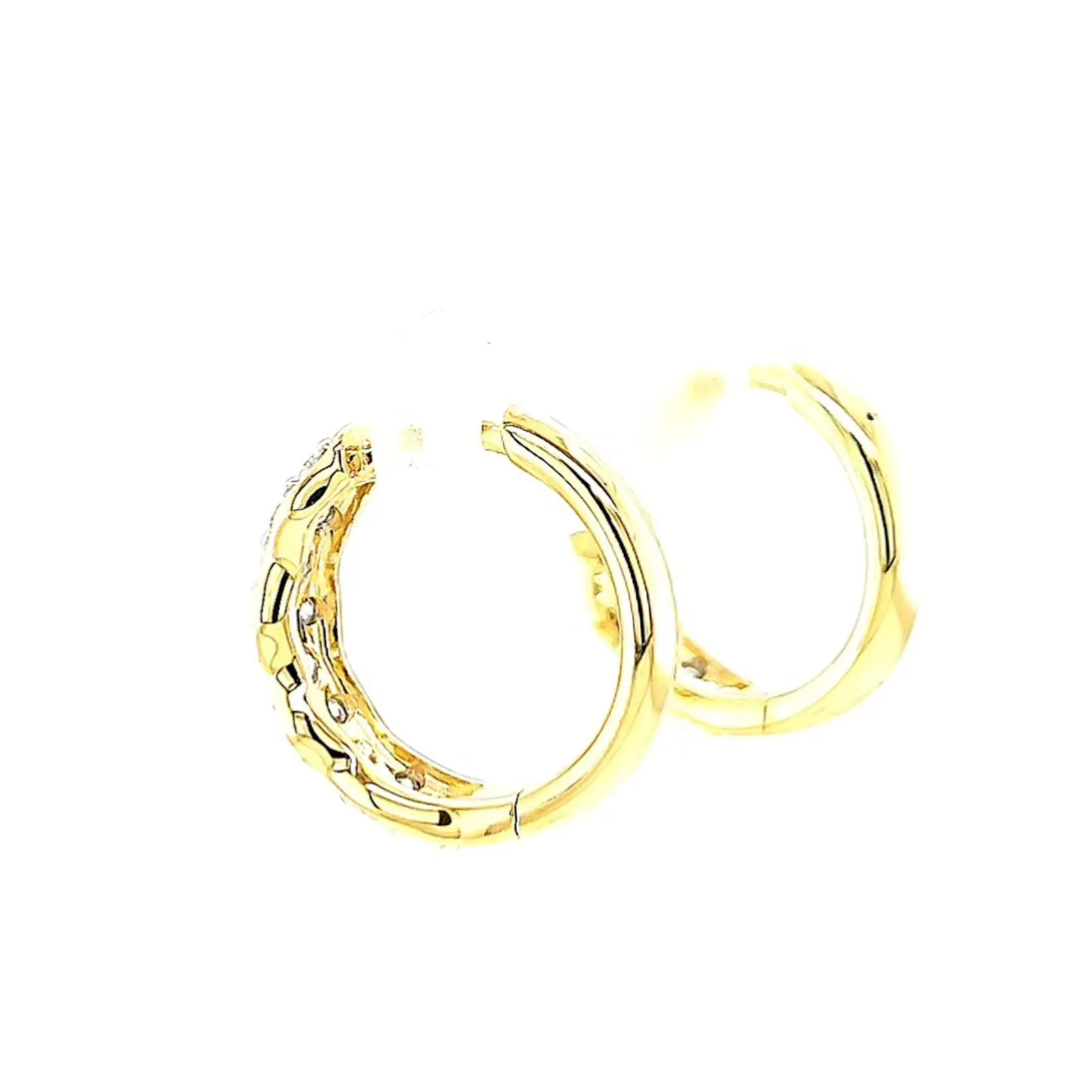 Celebration 9ct Two Tone Gold Round Brilliant Cut 3/4 CARAT tw of Lab Grown Diamonds Huggies Earrings