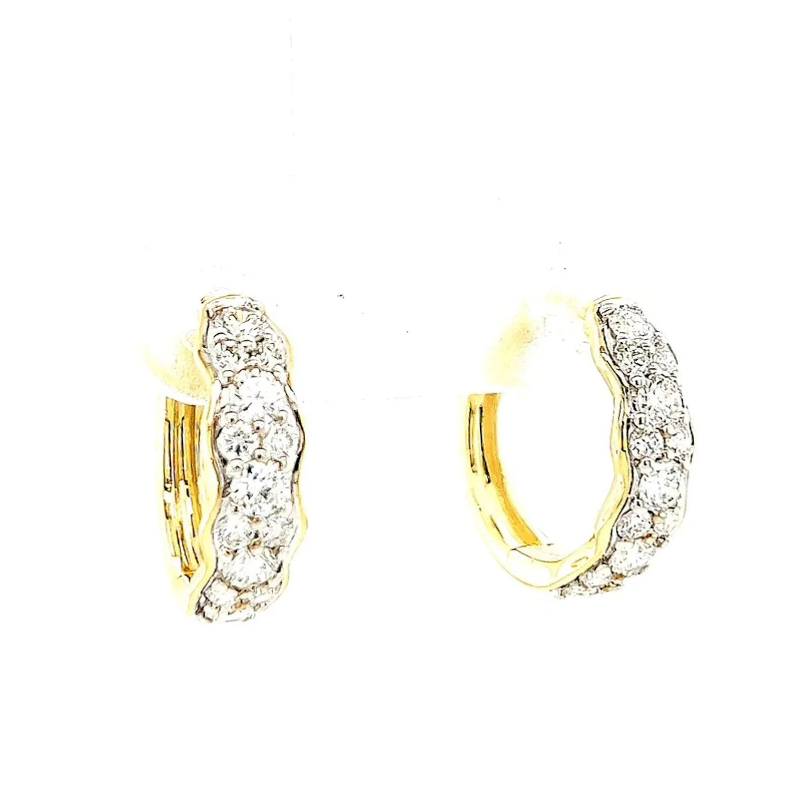 Celebration 9ct Two Tone Gold Round Brilliant Cut 3/4 CARAT tw of Lab Grown Diamonds Huggies Earrings