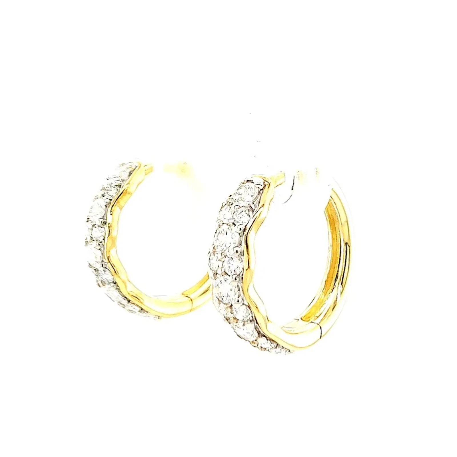 Celebration 9ct Two Tone Gold Round Brilliant Cut 3/4 CARAT tw of Lab Grown Diamonds Huggies Earrings