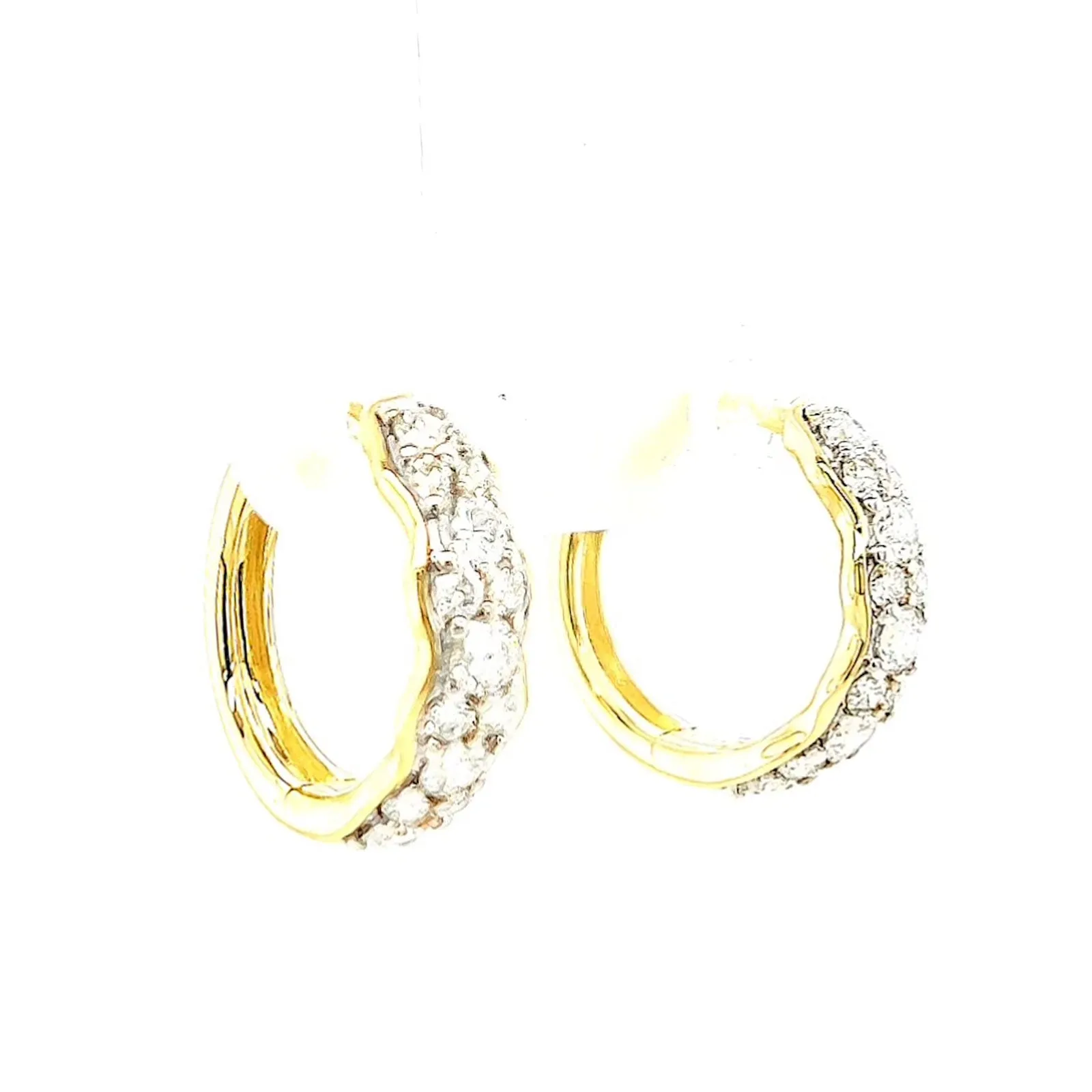 Celebration 9ct Two Tone Gold Round Brilliant Cut 3/4 CARAT tw of Lab Grown Diamonds Huggies Earrings