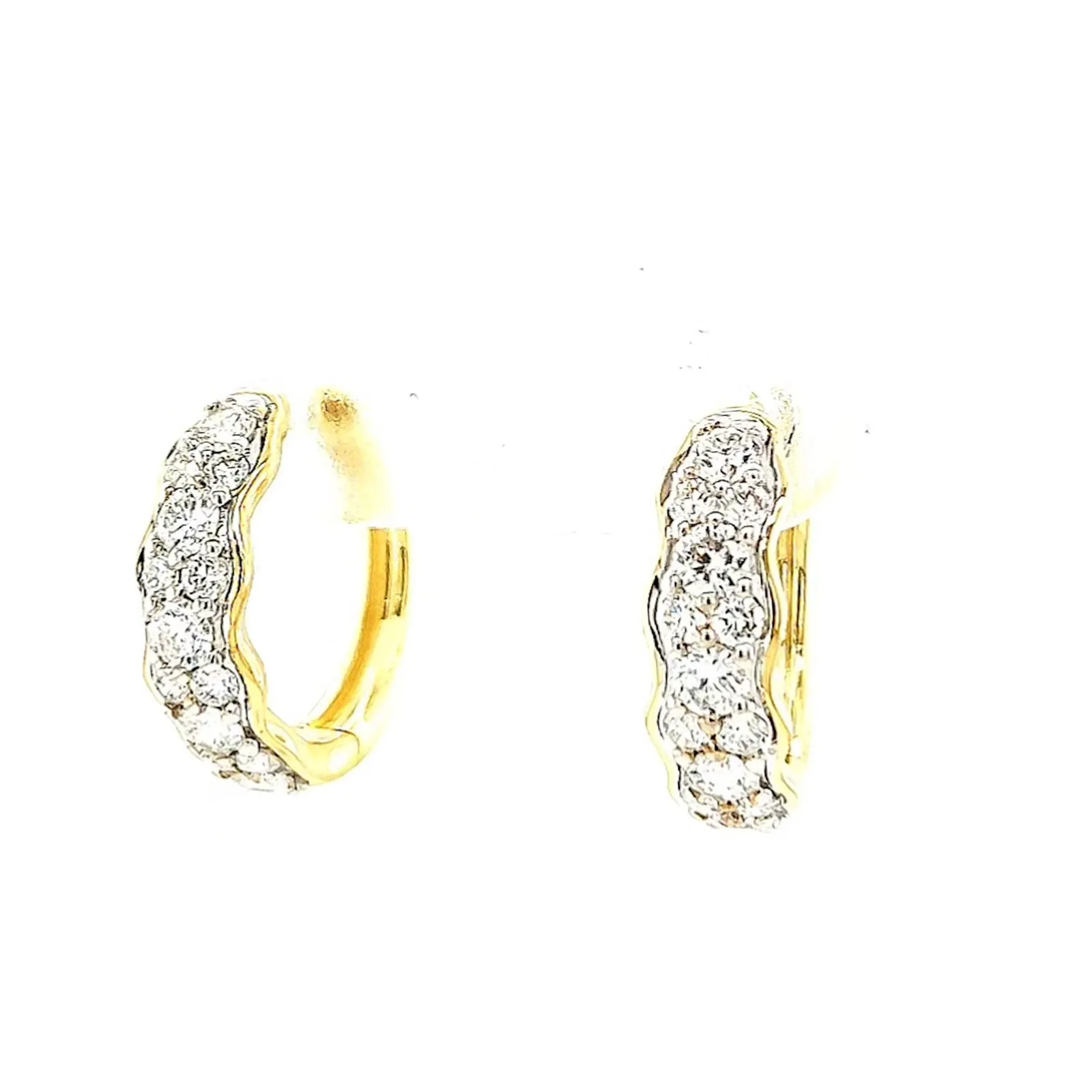 Celebration 9ct Two Tone Gold Round Brilliant Cut 3/4 CARAT tw of Lab Grown Diamonds Huggies Earrings