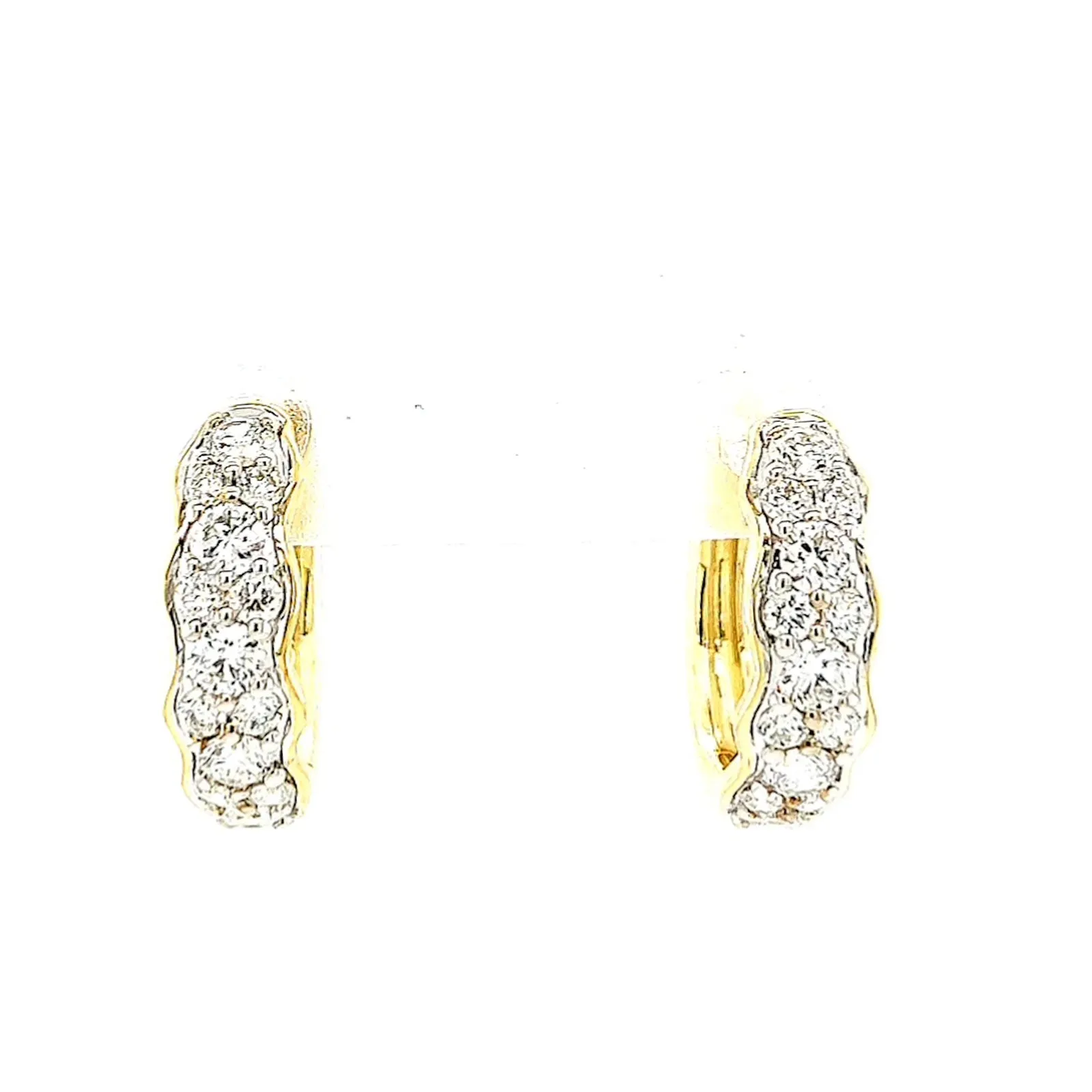Celebration 9ct Two Tone Gold Round Brilliant Cut 3/4 CARAT tw of Lab Grown Diamonds Huggies Earrings