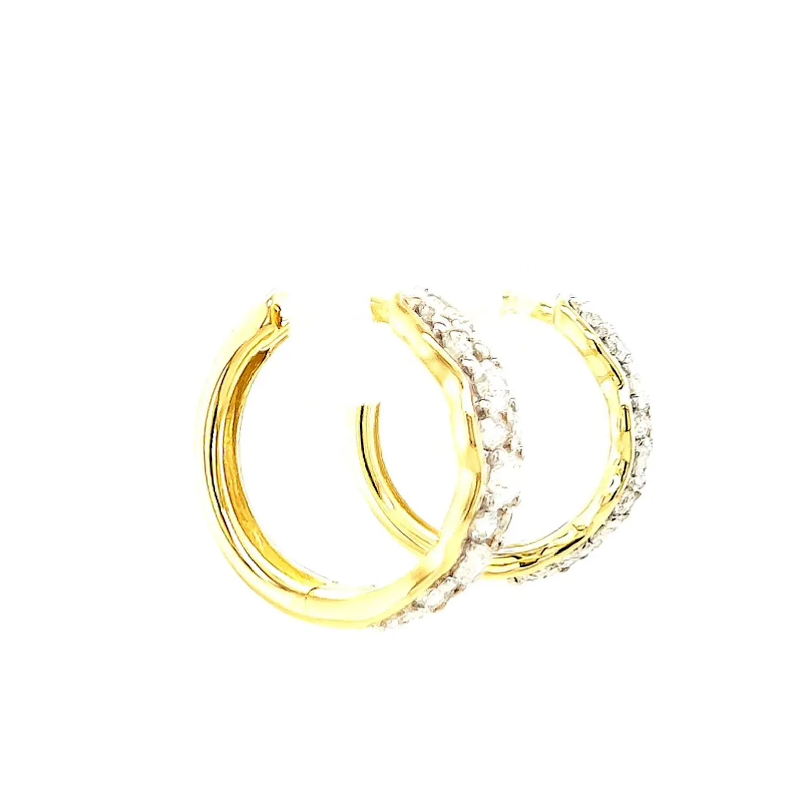 Celebration 9ct Two Tone Gold Round Brilliant Cut 3/4 CARAT tw of Lab Grown Diamonds Huggies Earrings