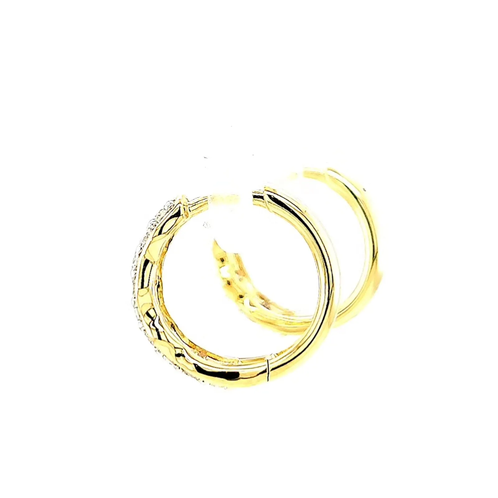 Celebration 9ct Two Tone Gold Round Brilliant Cut 3/4 CARAT tw of Lab Grown Diamonds Huggies Earrings