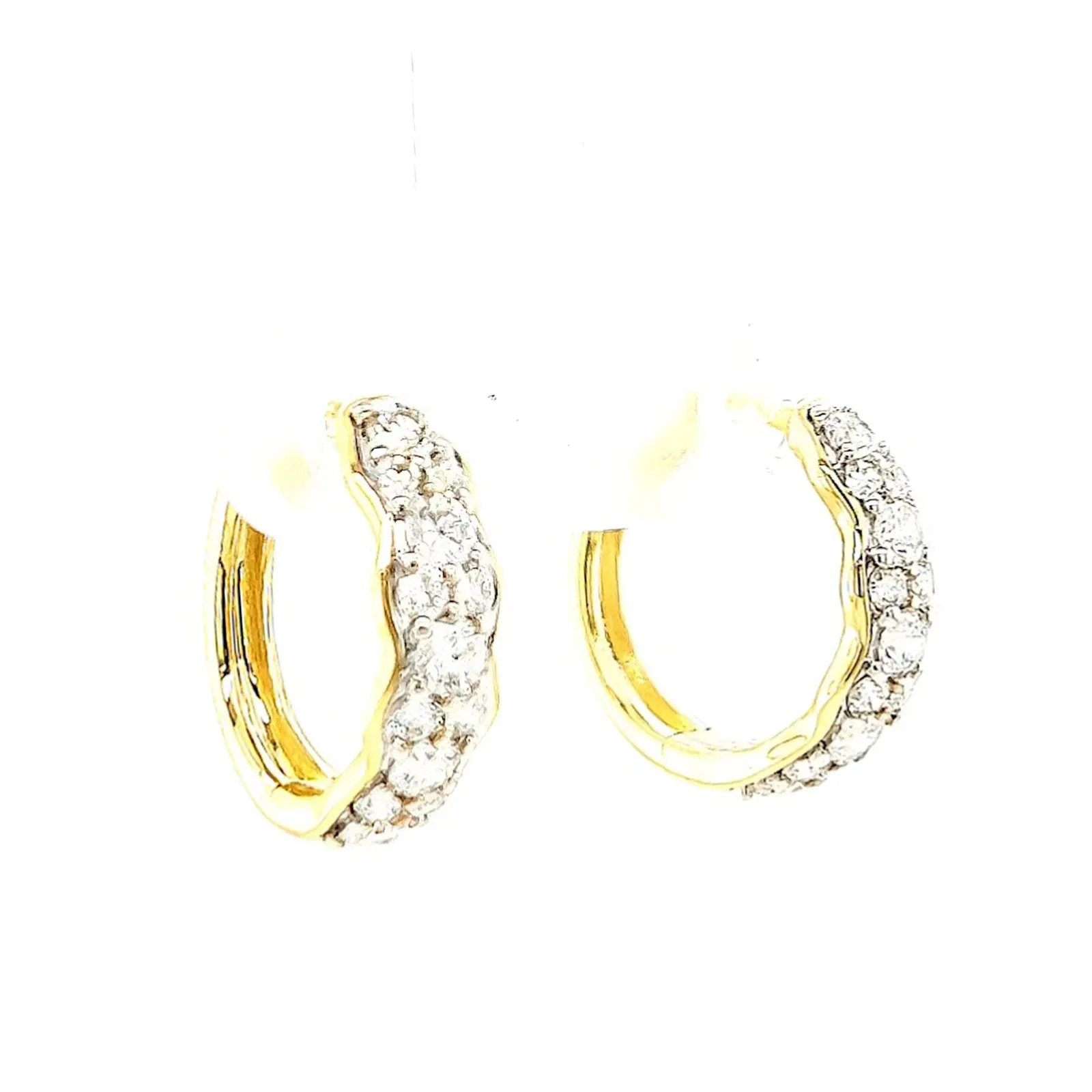Celebration 9ct Two Tone Gold Round Brilliant Cut 3/4 CARAT tw of Lab Grown Diamonds Huggies Earrings