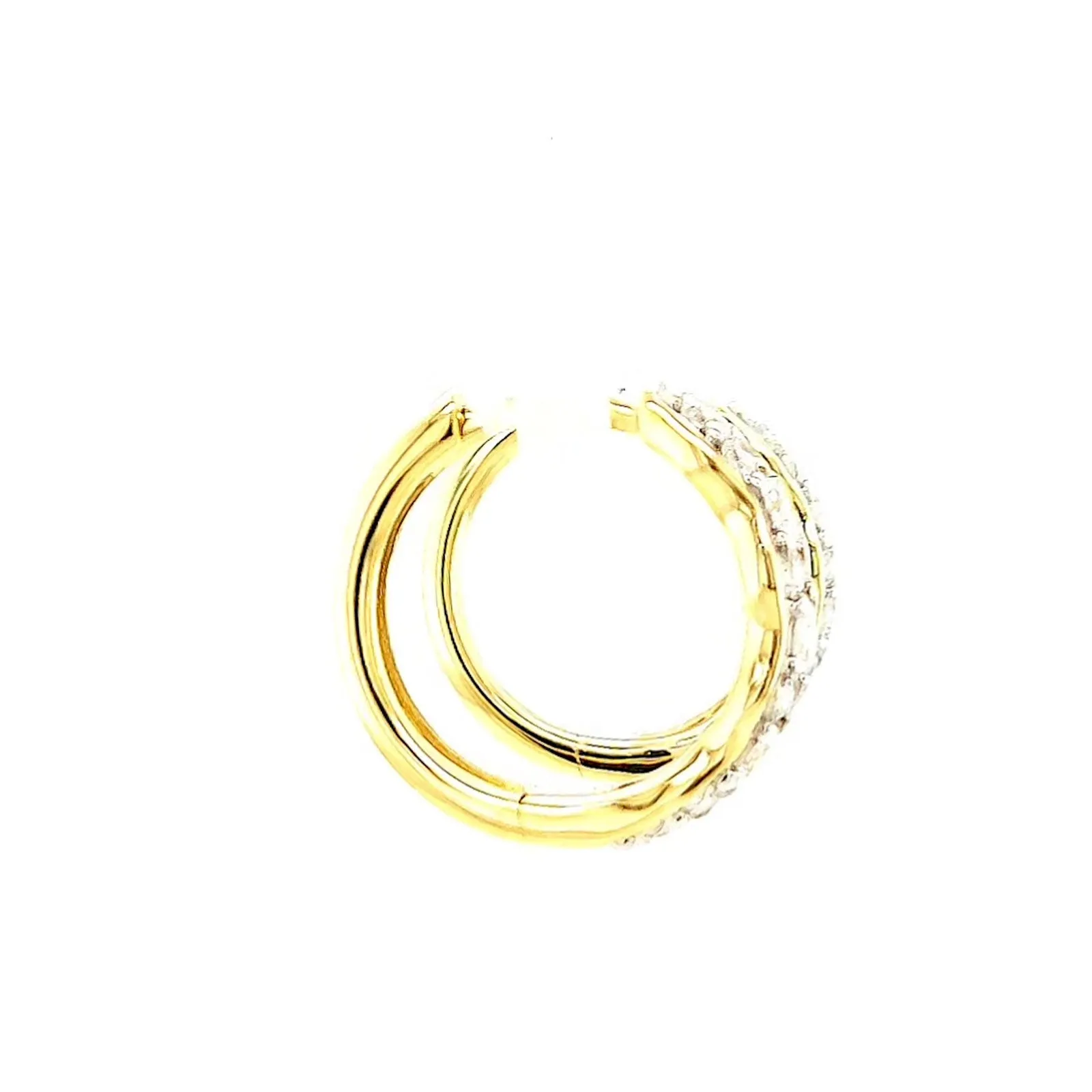 Celebration 9ct Two Tone Gold Round Brilliant Cut 3/4 CARAT tw of Lab Grown Diamonds Huggies Earrings