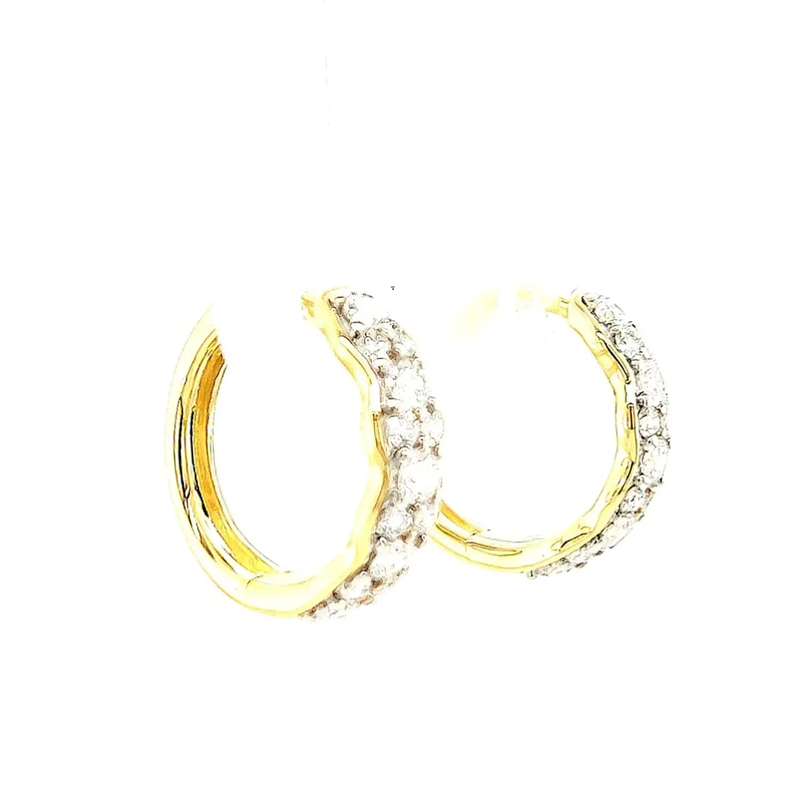 Celebration 9ct Two Tone Gold Round Brilliant Cut 3/4 CARAT tw of Lab Grown Diamonds Huggies Earrings