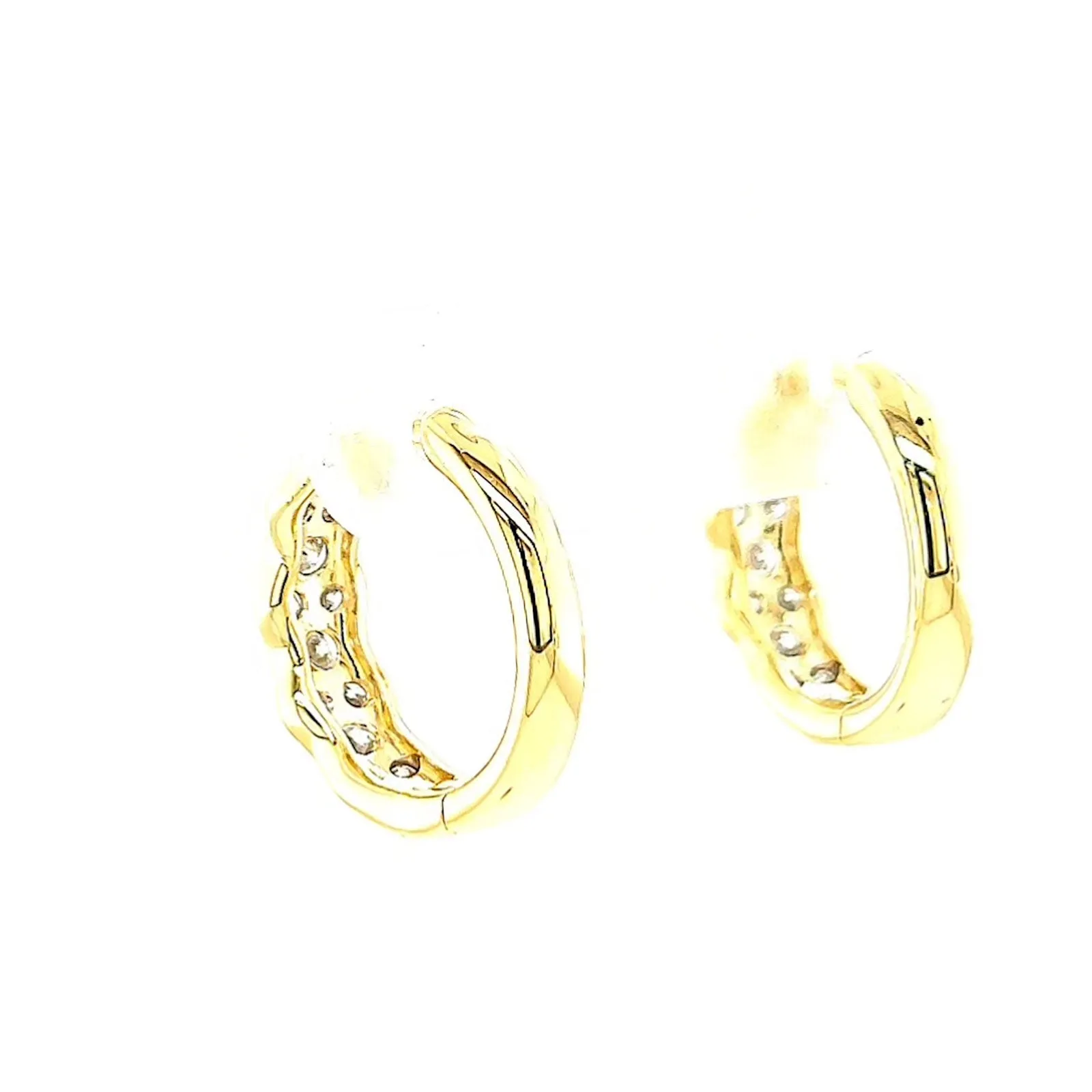 Celebration 9ct Two Tone Gold Round Brilliant Cut 3/4 CARAT tw of Lab Grown Diamonds Huggies Earrings