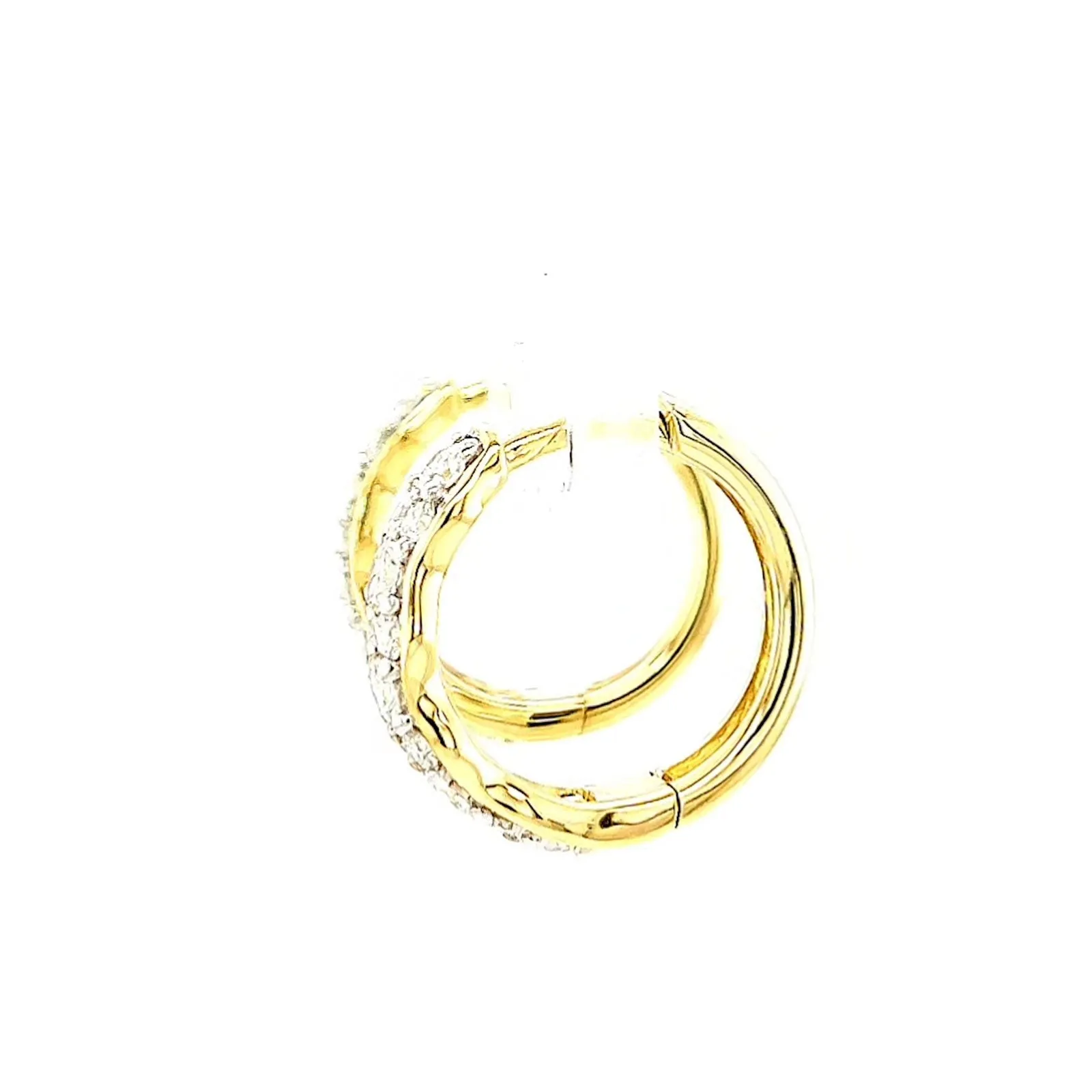 Celebration 9ct Two Tone Gold Round Brilliant Cut 3/4 CARAT tw of Lab Grown Diamonds Huggies Earrings
