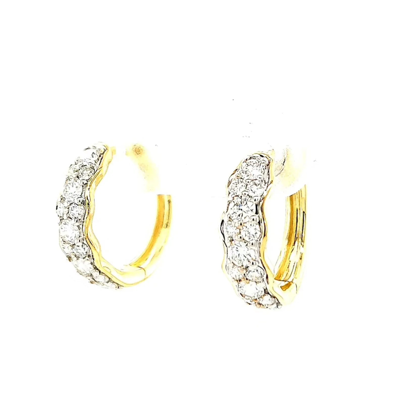 Celebration 9ct Two Tone Gold Round Brilliant Cut 3/4 CARAT tw of Lab Grown Diamonds Huggies Earrings