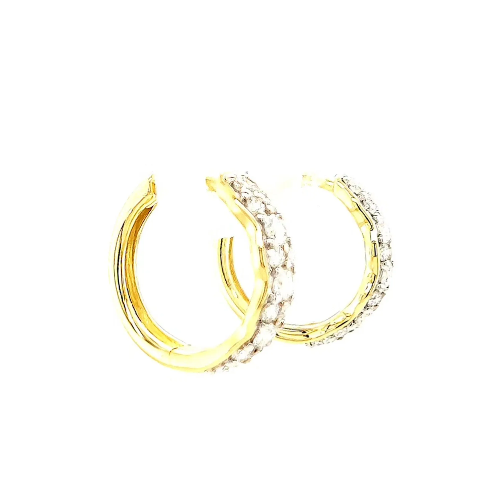 Celebration 9ct Two Tone Gold Round Brilliant Cut 3/4 CARAT tw of Lab Grown Diamonds Huggies Earrings