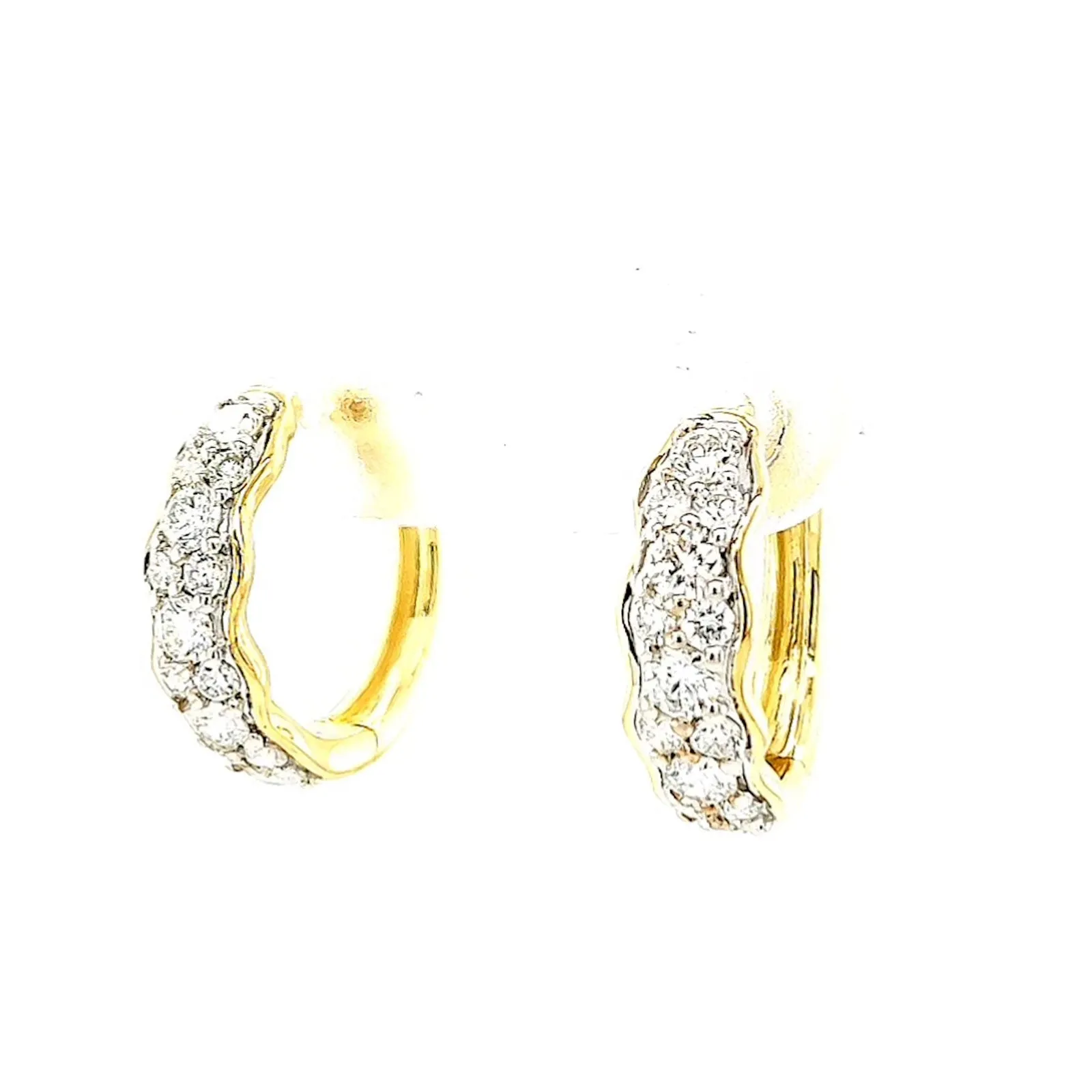 Celebration 9ct Two Tone Gold Round Brilliant Cut 3/4 CARAT tw of Lab Grown Diamonds Huggies Earrings