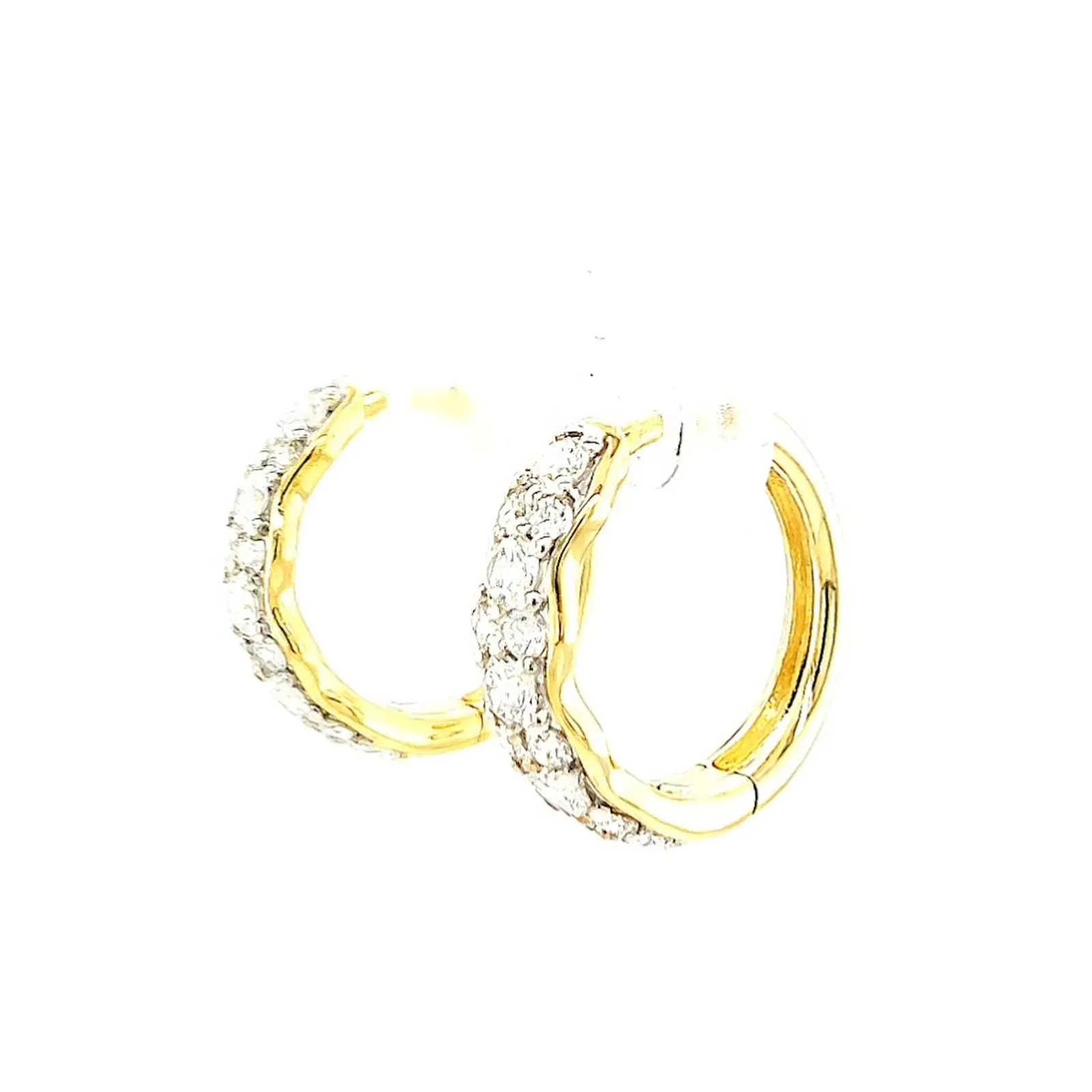 Celebration 9ct Two Tone Gold Round Brilliant Cut 3/4 CARAT tw of Lab Grown Diamonds Huggies Earrings