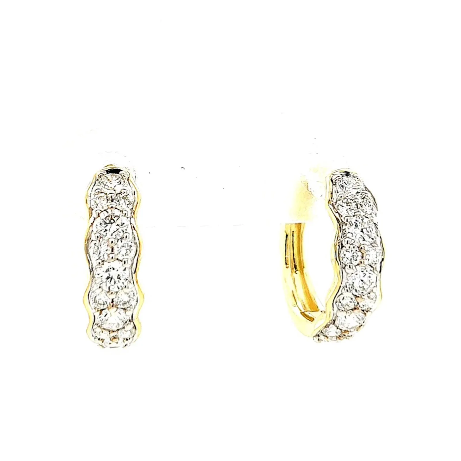 Celebration 9ct Two Tone Gold Round Brilliant Cut 3/4 CARAT tw of Lab Grown Diamonds Huggies Earrings