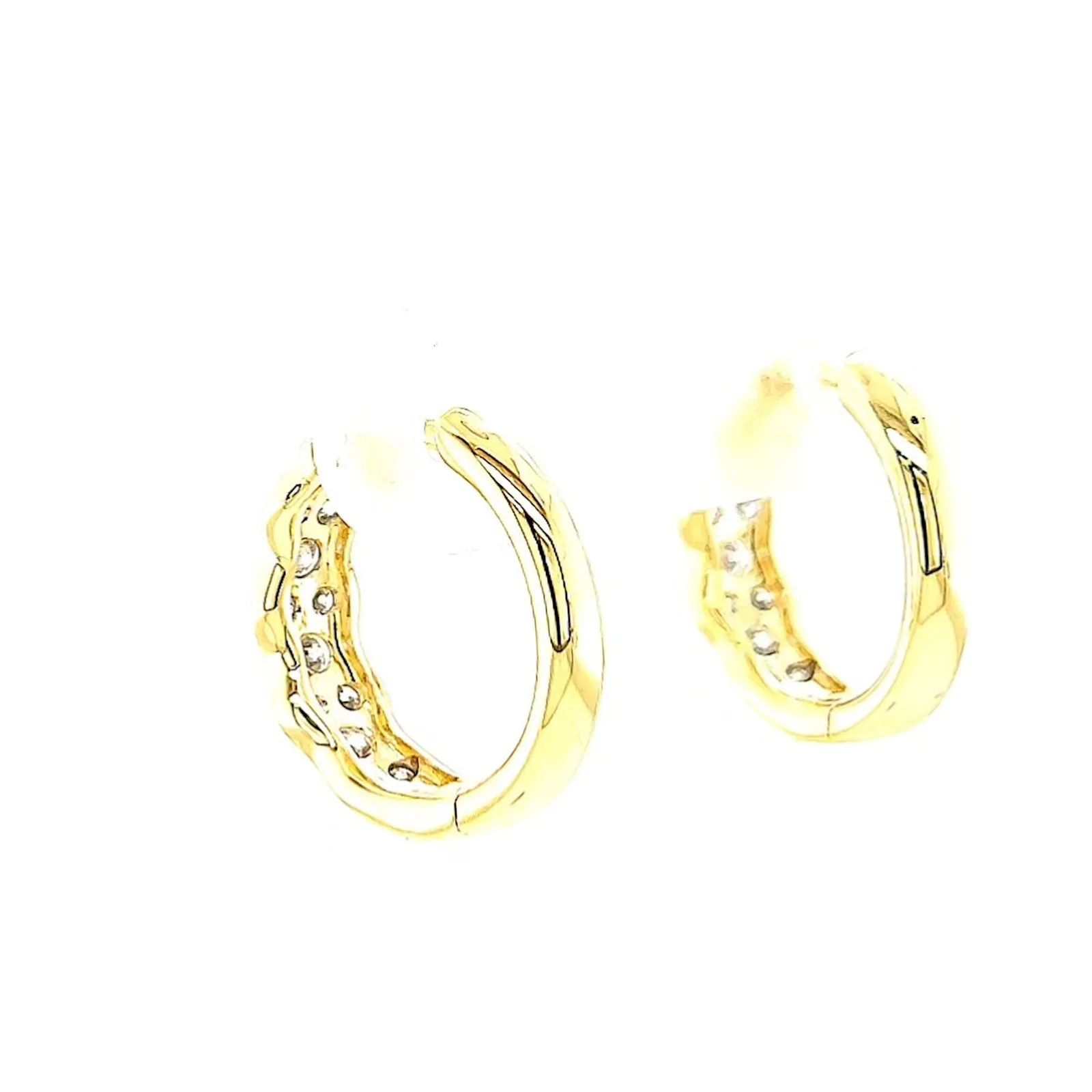 Celebration 9ct Two Tone Gold Round Brilliant Cut 3/4 CARAT tw of Lab Grown Diamonds Huggies Earrings