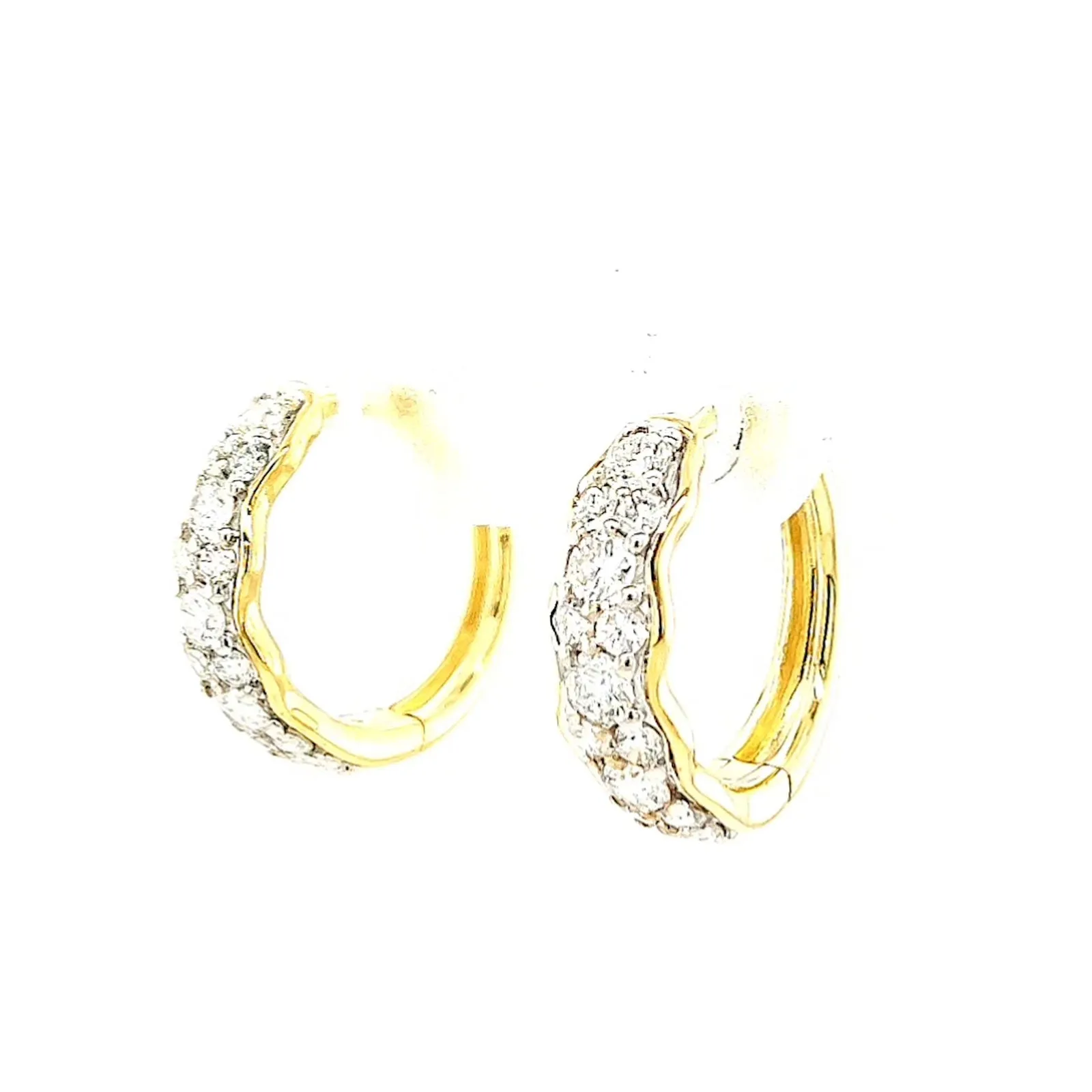 Celebration 9ct Two Tone Gold Round Brilliant Cut 3/4 CARAT tw of Lab Grown Diamonds Huggies Earrings