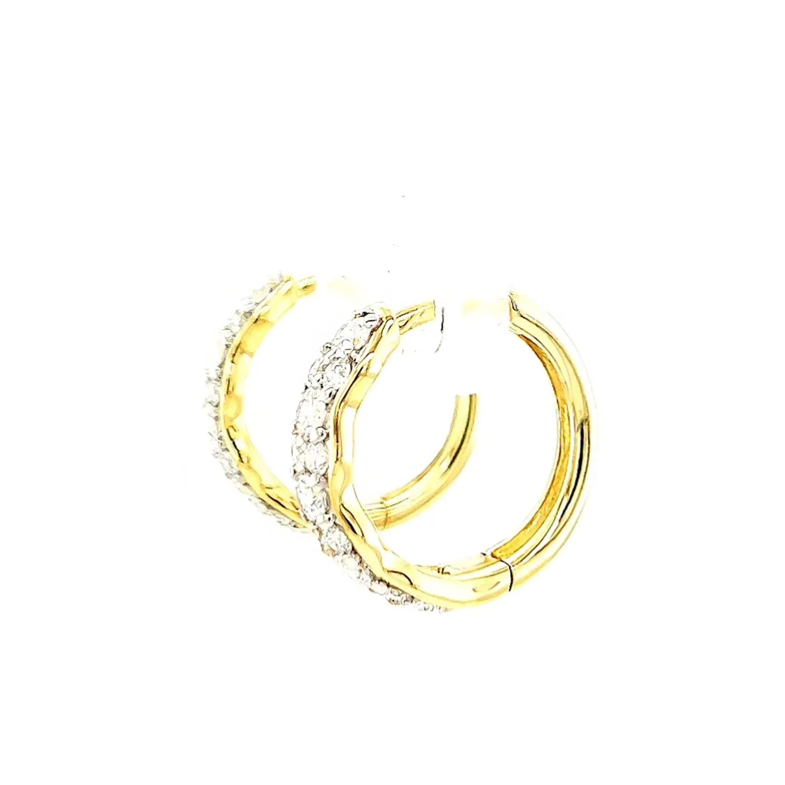Celebration 9ct Two Tone Gold Round Brilliant Cut 3/4 CARAT tw of Lab Grown Diamonds Huggies Earrings