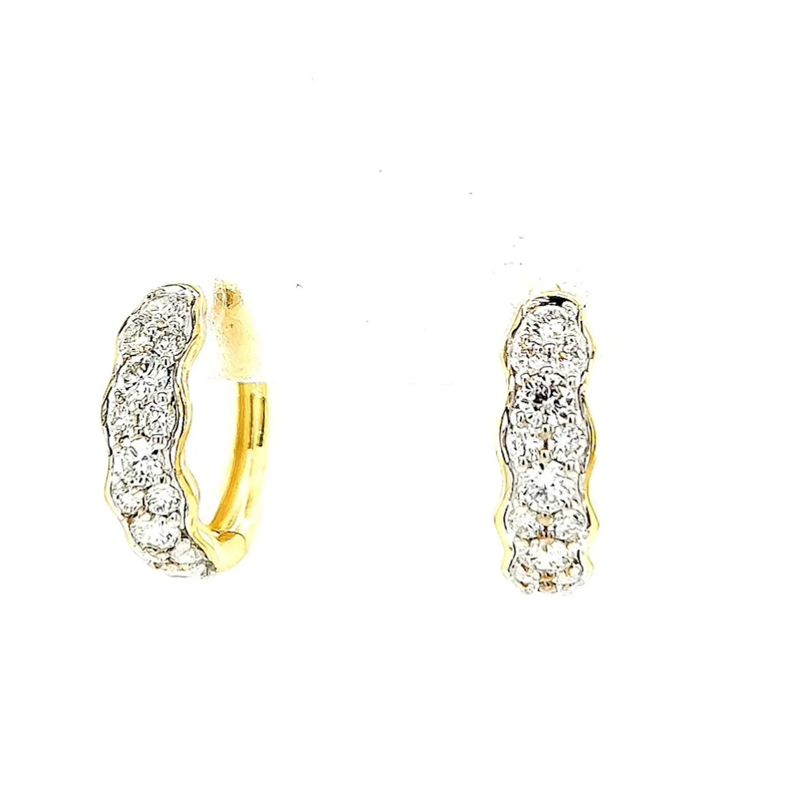 Celebration 9ct Two Tone Gold Round Brilliant Cut 3/4 CARAT tw of Lab Grown Diamonds Huggies Earrings