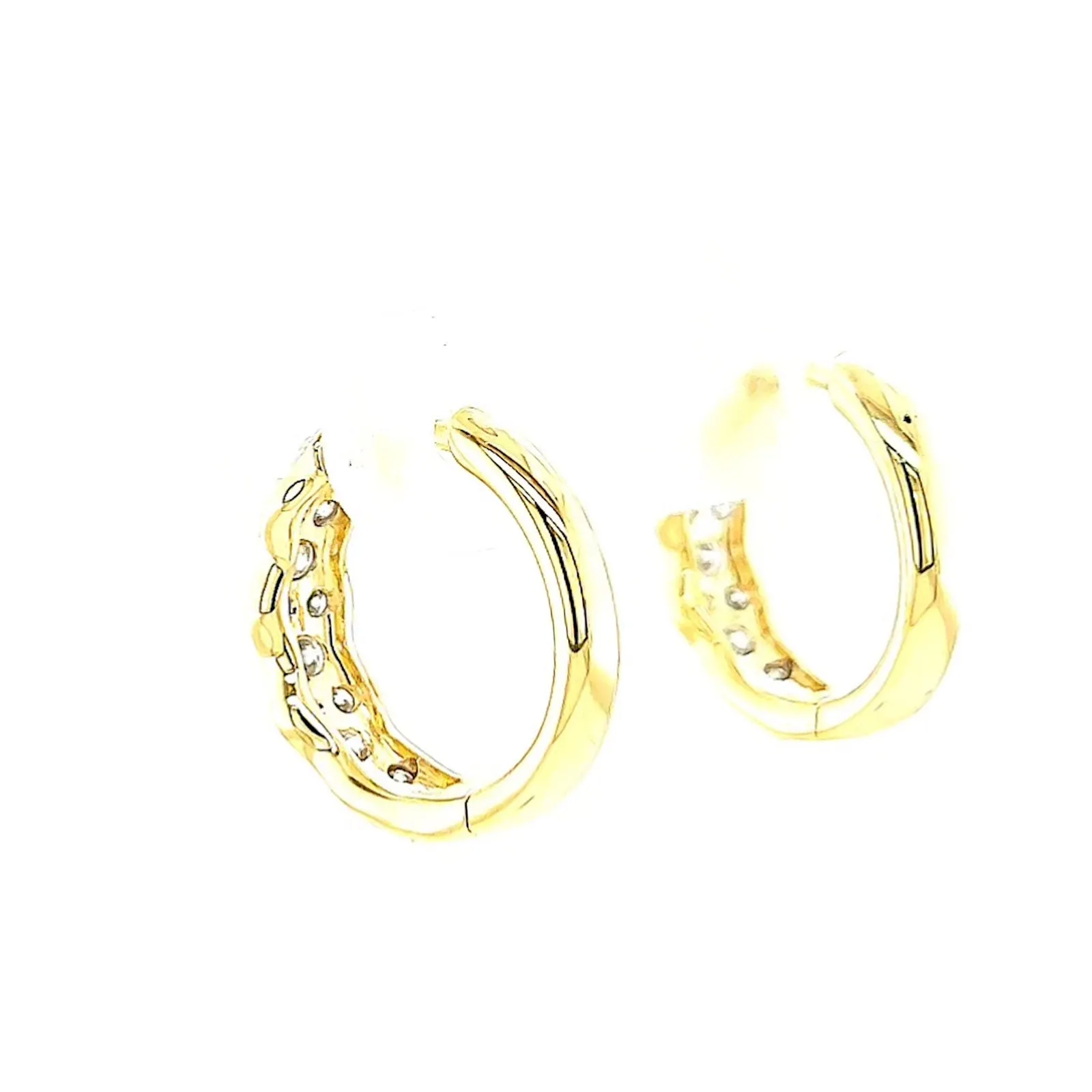 Celebration 9ct Two Tone Gold Round Brilliant Cut 3/4 CARAT tw of Lab Grown Diamonds Huggies Earrings