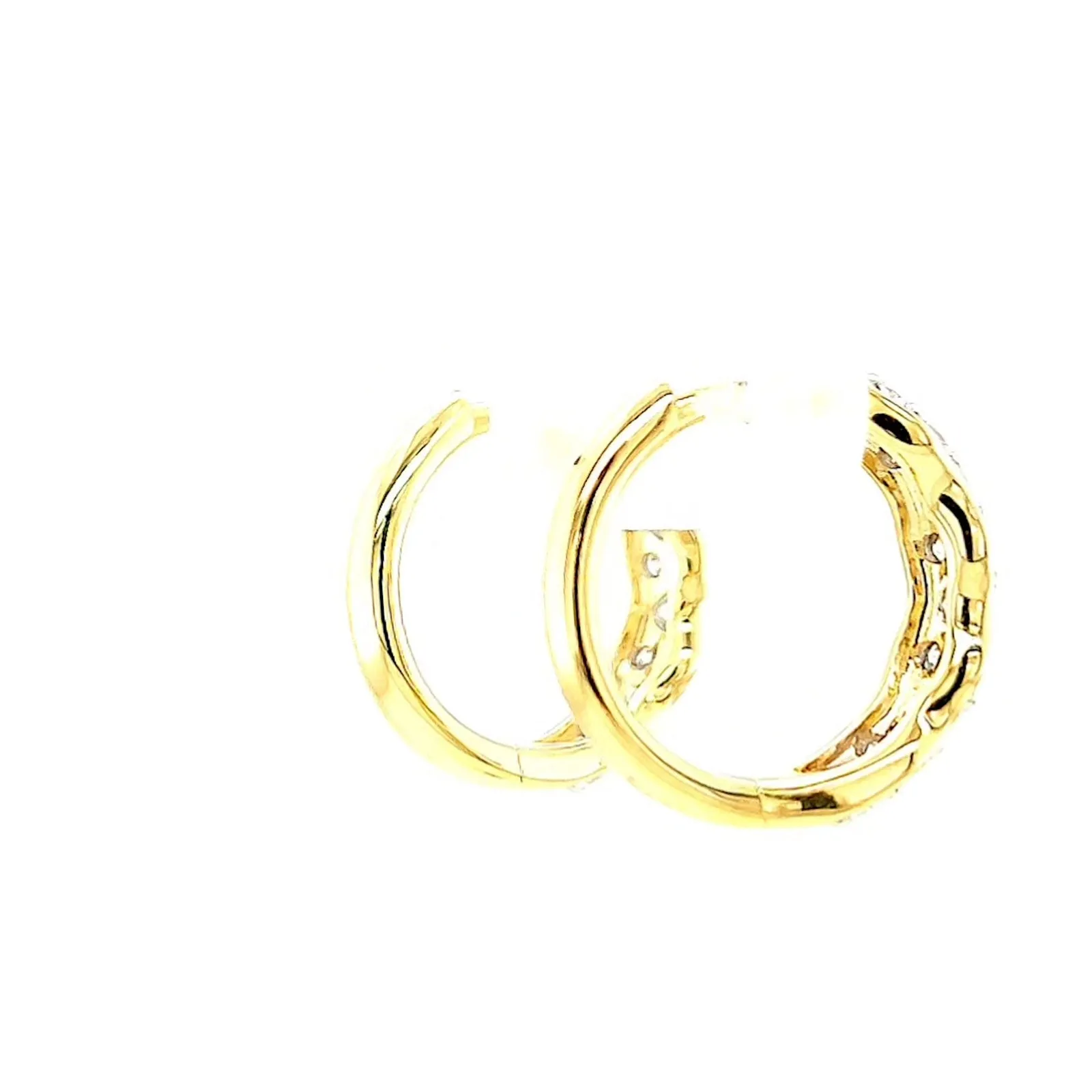 Celebration 9ct Two Tone Gold Round Brilliant Cut 3/4 CARAT tw of Lab Grown Diamonds Huggies Earrings