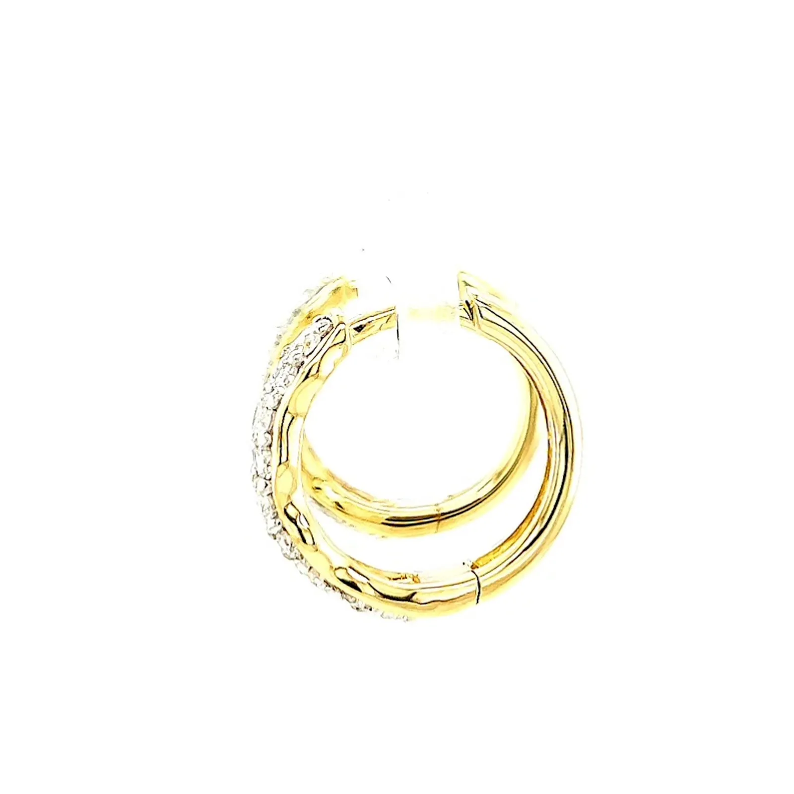 Celebration 9ct Two Tone Gold Round Brilliant Cut 3/4 CARAT tw of Lab Grown Diamonds Huggies Earrings