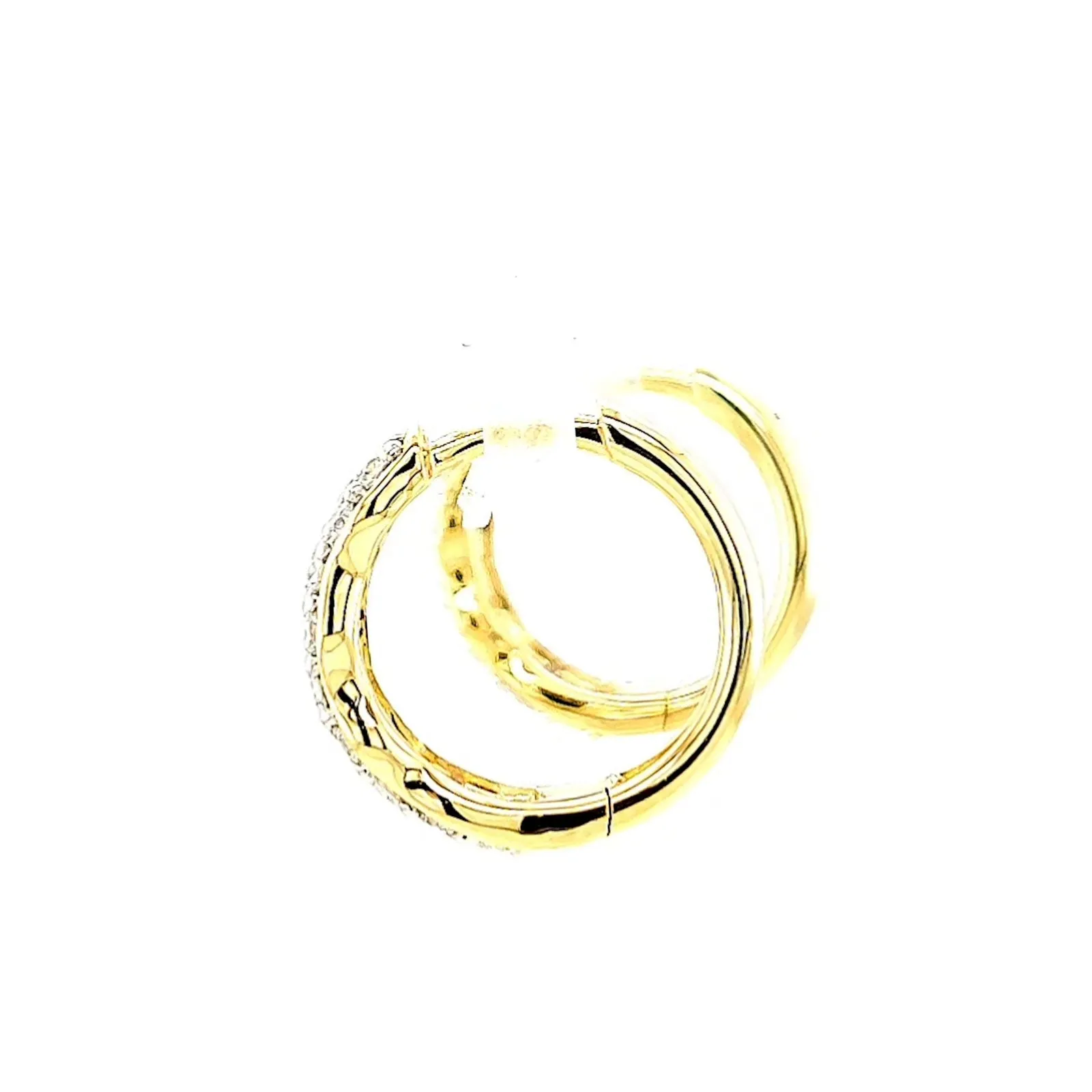 Celebration 9ct Two Tone Gold Round Brilliant Cut 3/4 CARAT tw of Lab Grown Diamonds Huggies Earrings
