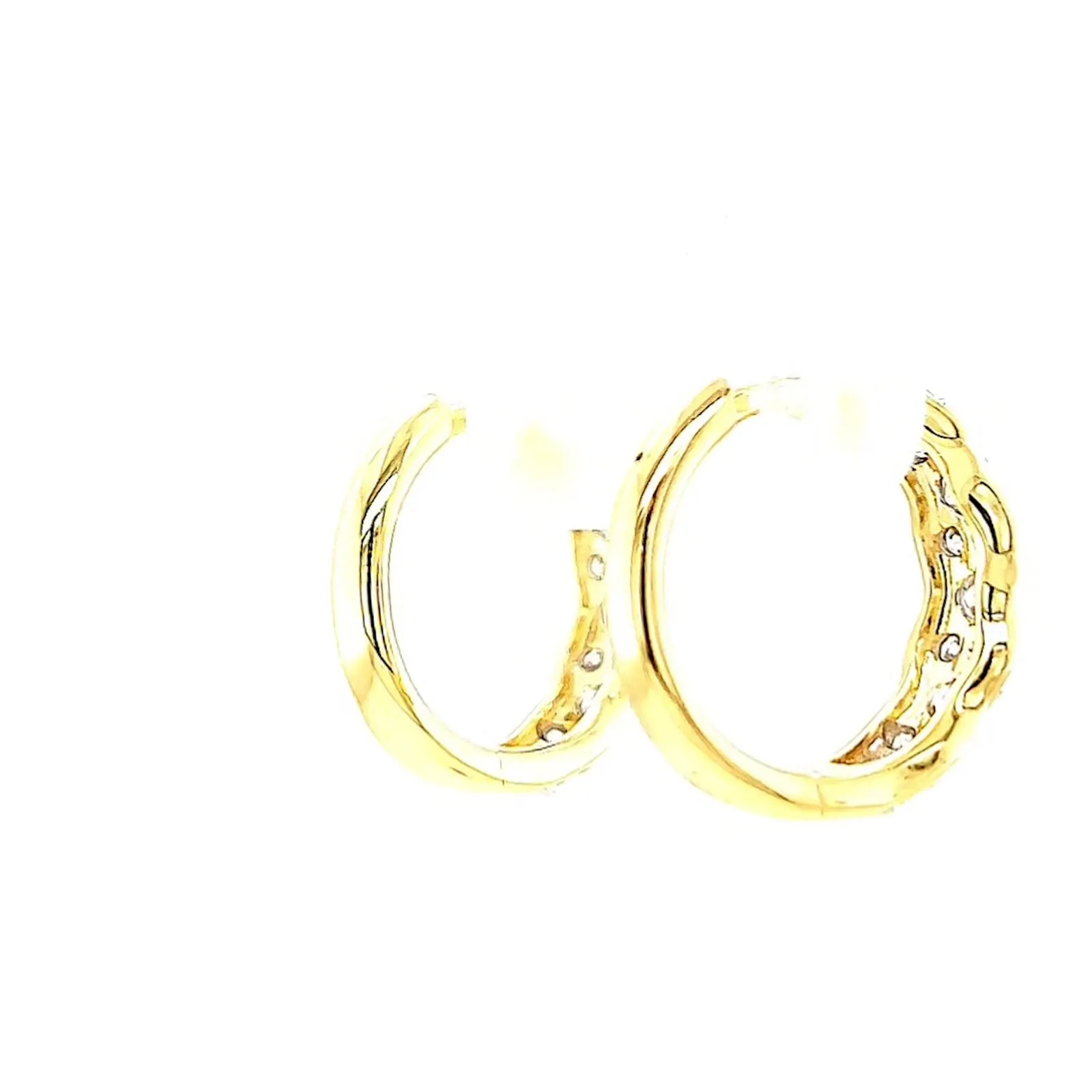 Celebration 9ct Two Tone Gold Round Brilliant Cut 3/4 CARAT tw of Lab Grown Diamonds Huggies Earrings