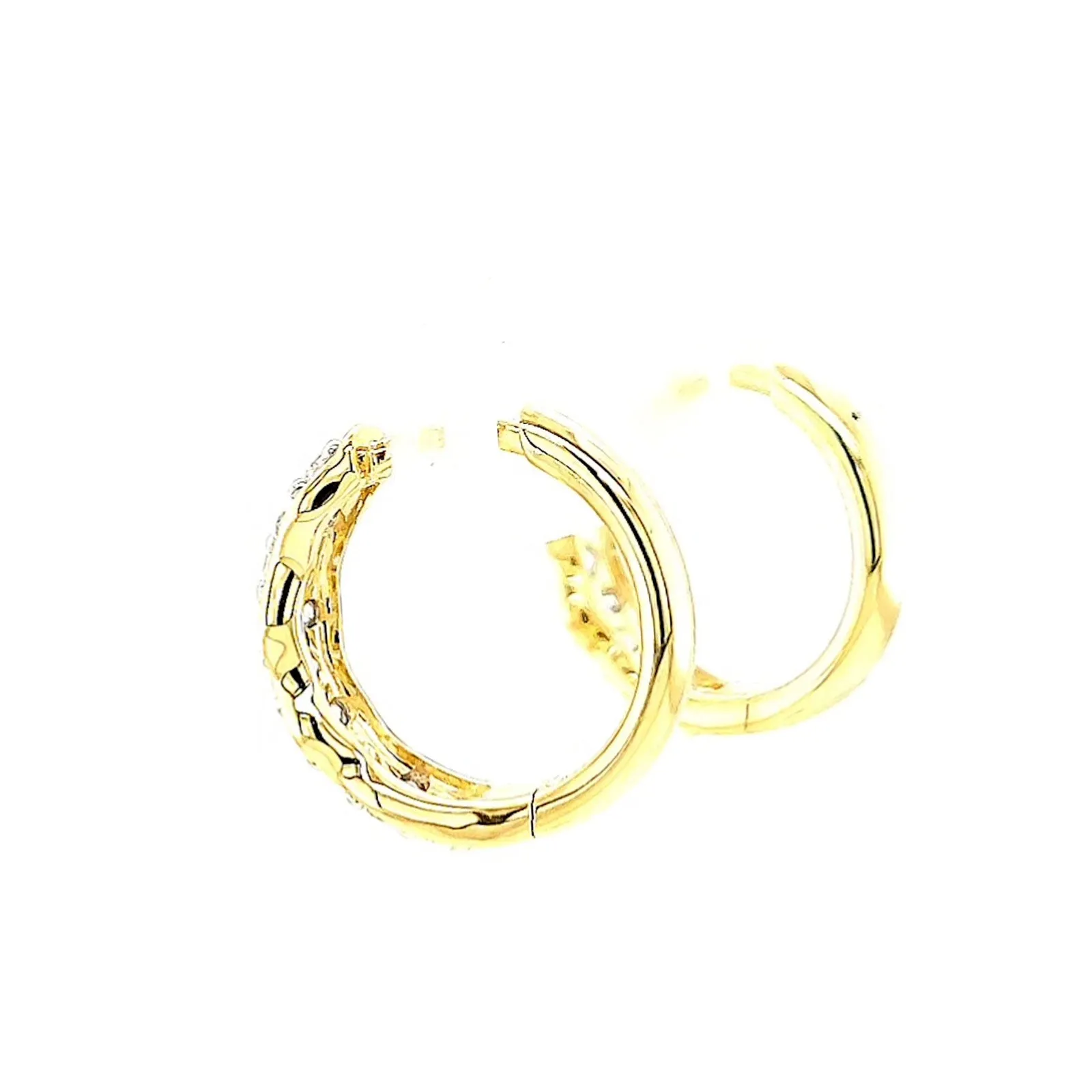 Celebration 9ct Two Tone Gold Round Brilliant Cut 3/4 CARAT tw of Lab Grown Diamonds Huggies Earrings