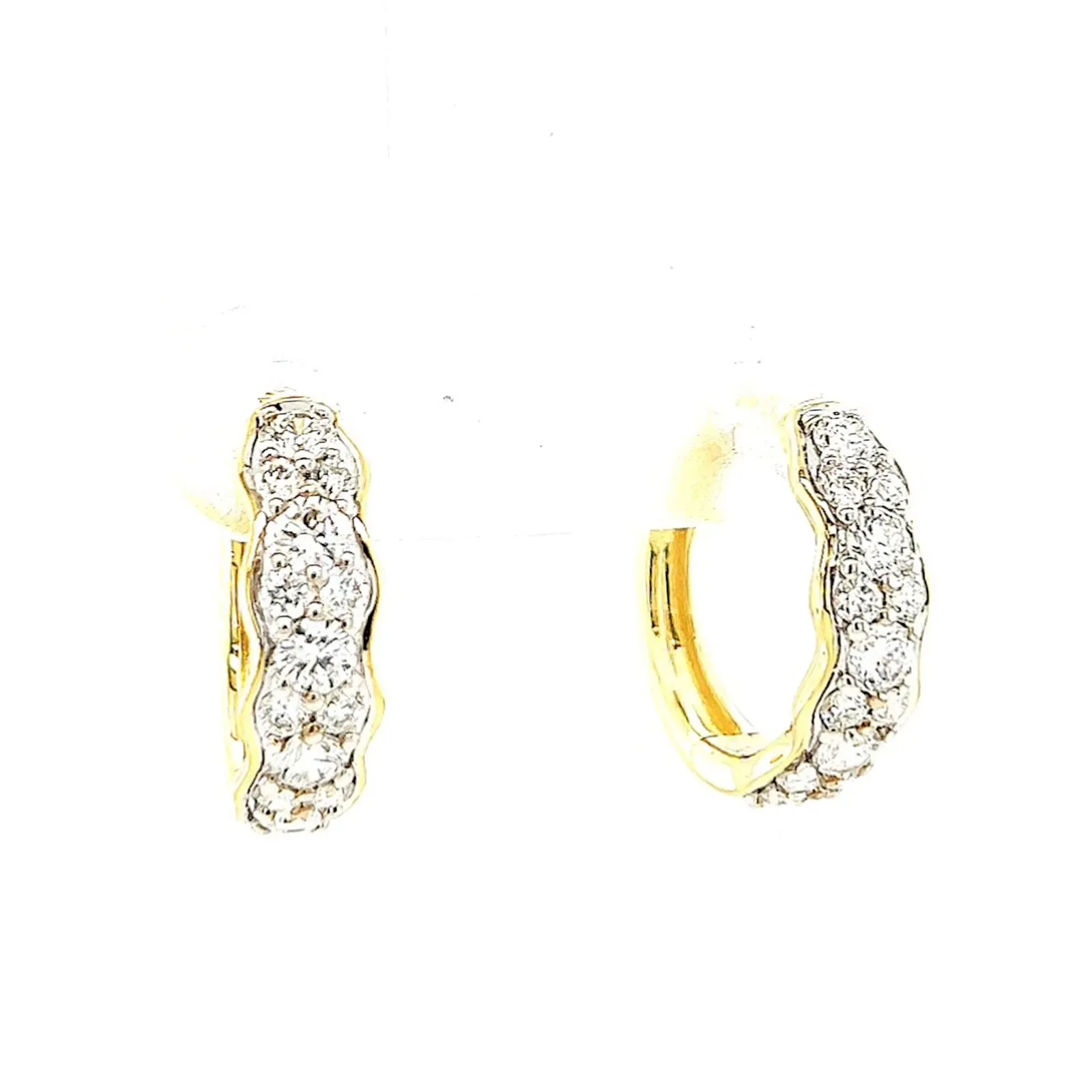 Celebration 9ct Two Tone Gold Round Brilliant Cut 3/4 CARAT tw of Lab Grown Diamonds Huggies Earrings