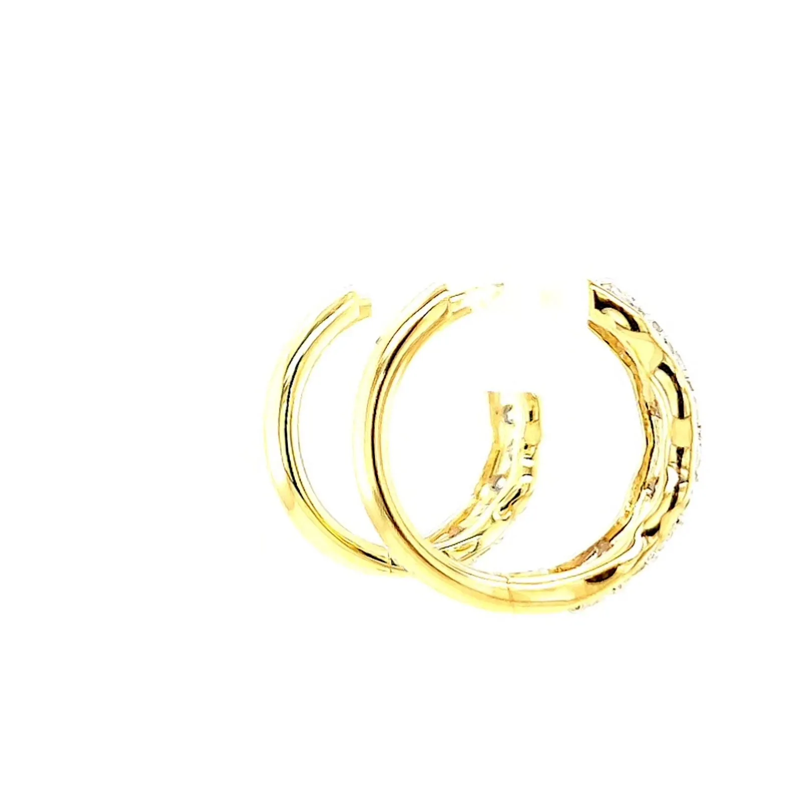 Celebration 9ct Two Tone Gold Round Brilliant Cut 3/4 CARAT tw of Lab Grown Diamonds Huggies Earrings