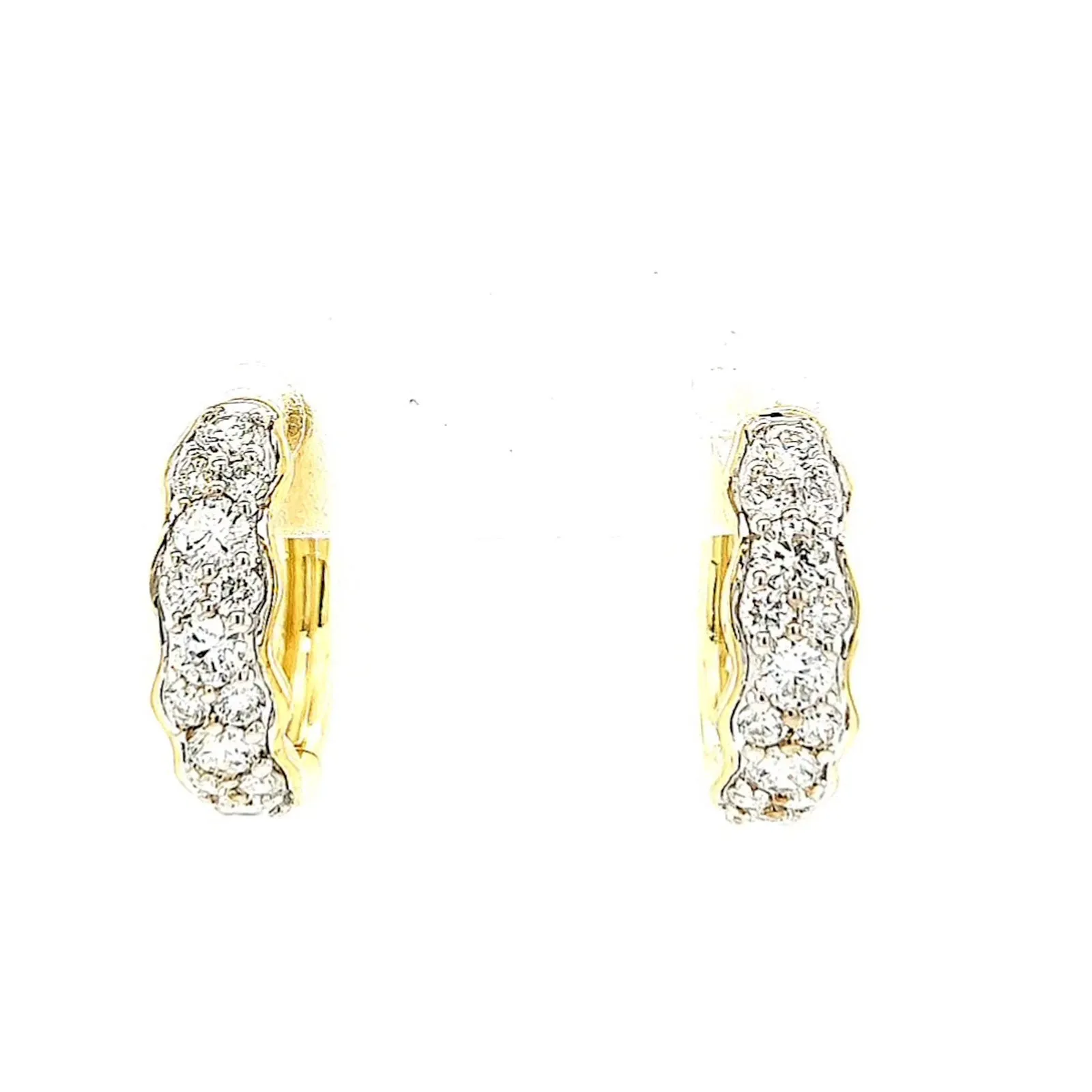Celebration 9ct Two Tone Gold Round Brilliant Cut 3/4 CARAT tw of Lab Grown Diamonds Huggies Earrings
