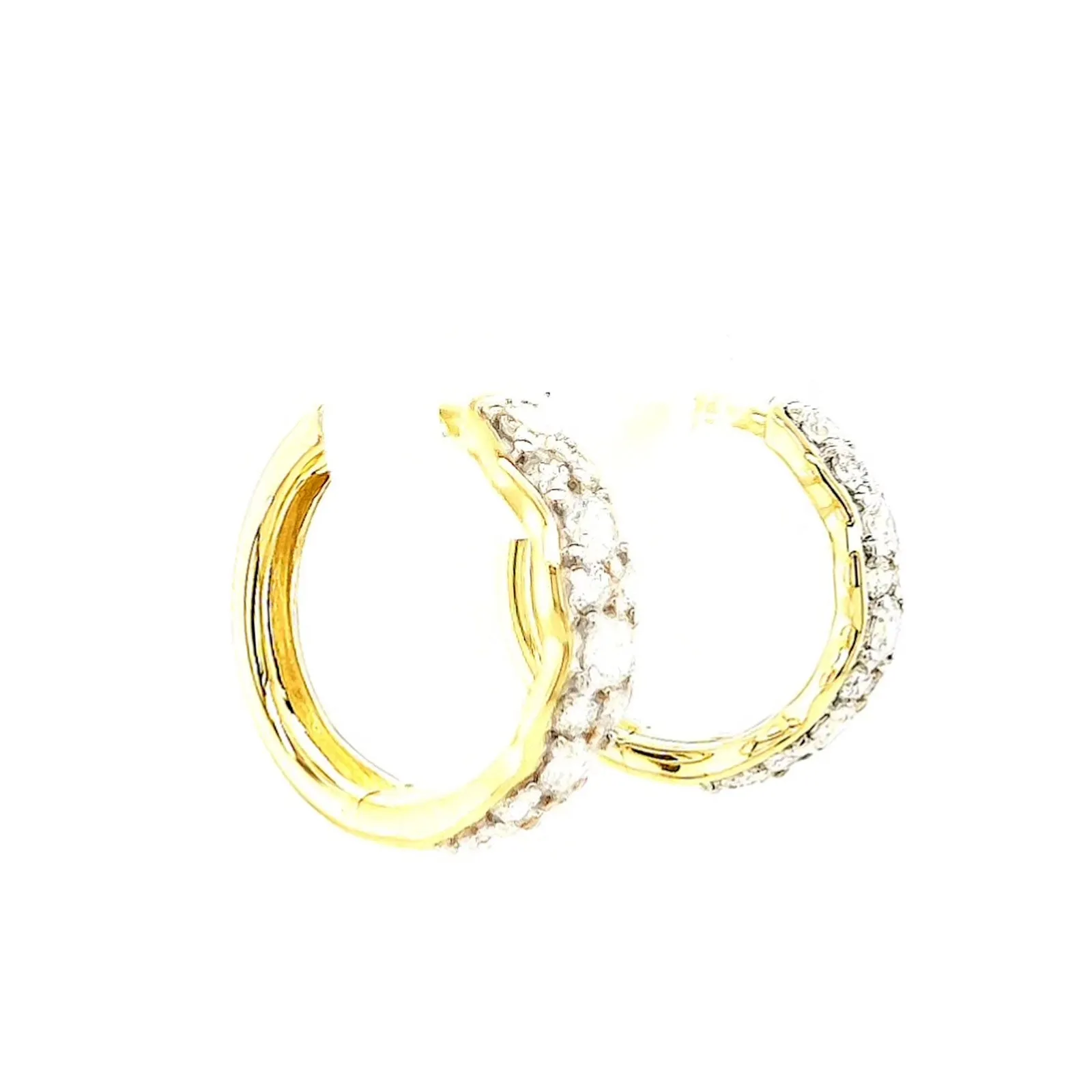 Celebration 9ct Two Tone Gold Round Brilliant Cut 3/4 CARAT tw of Lab Grown Diamonds Huggies Earrings