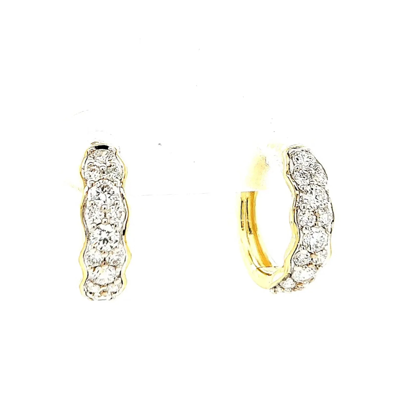 Celebration 9ct Two Tone Gold Round Brilliant Cut 3/4 CARAT tw of Lab Grown Diamonds Huggies Earrings