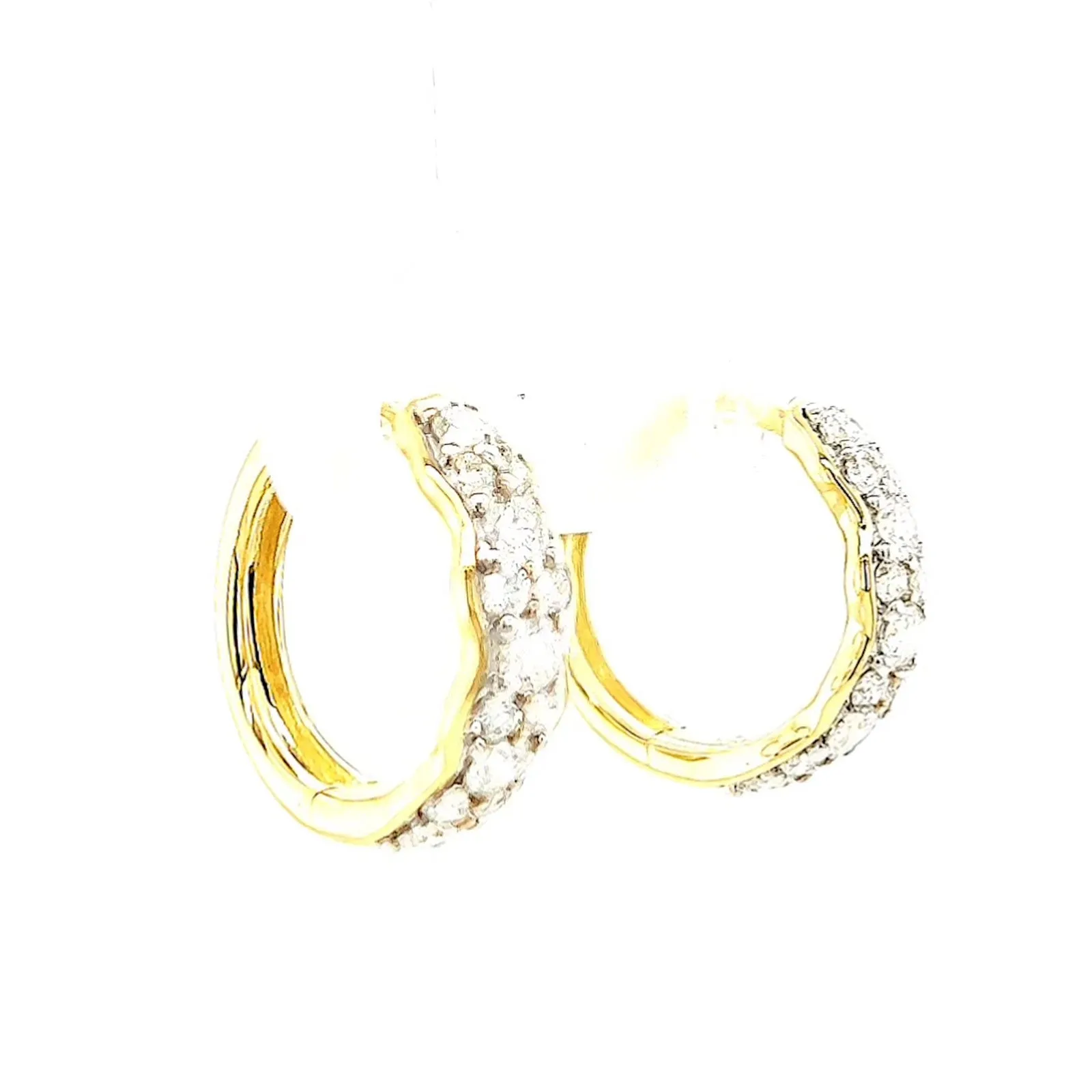 Celebration 9ct Two Tone Gold Round Brilliant Cut 3/4 CARAT tw of Lab Grown Diamonds Huggies Earrings