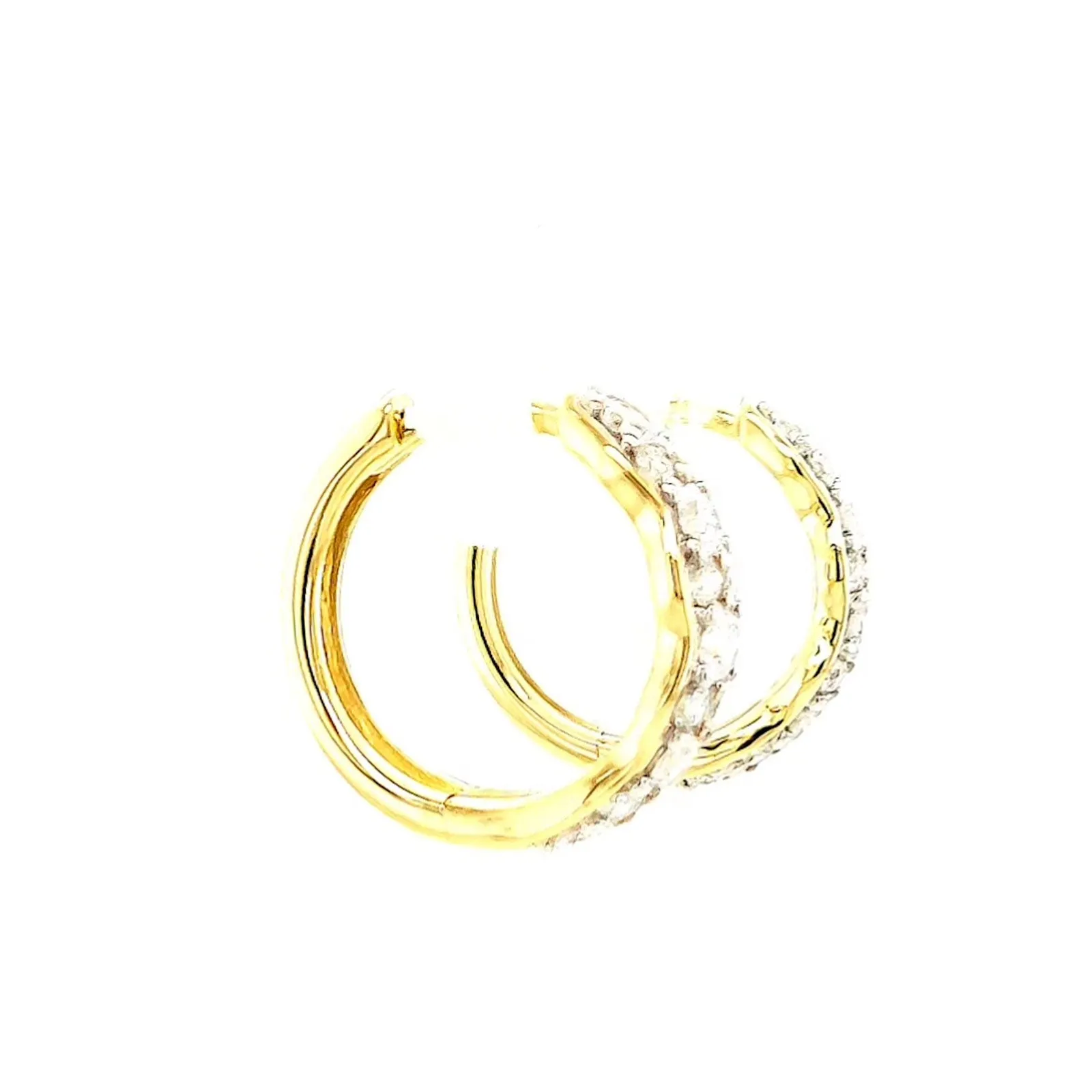 Celebration 9ct Two Tone Gold Round Brilliant Cut 3/4 CARAT tw of Lab Grown Diamonds Huggies Earrings