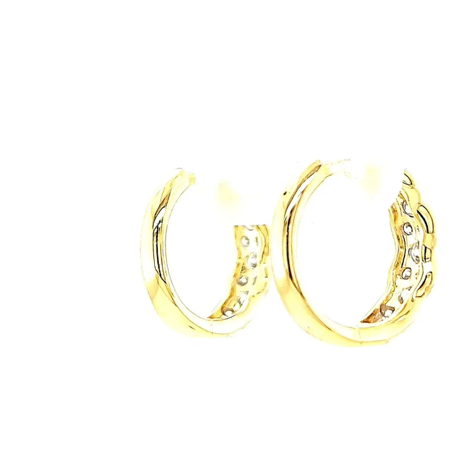 Celebration 9ct Two Tone Gold Round Brilliant Cut 3/4 CARAT tw of Lab Grown Diamonds Huggies Earrings