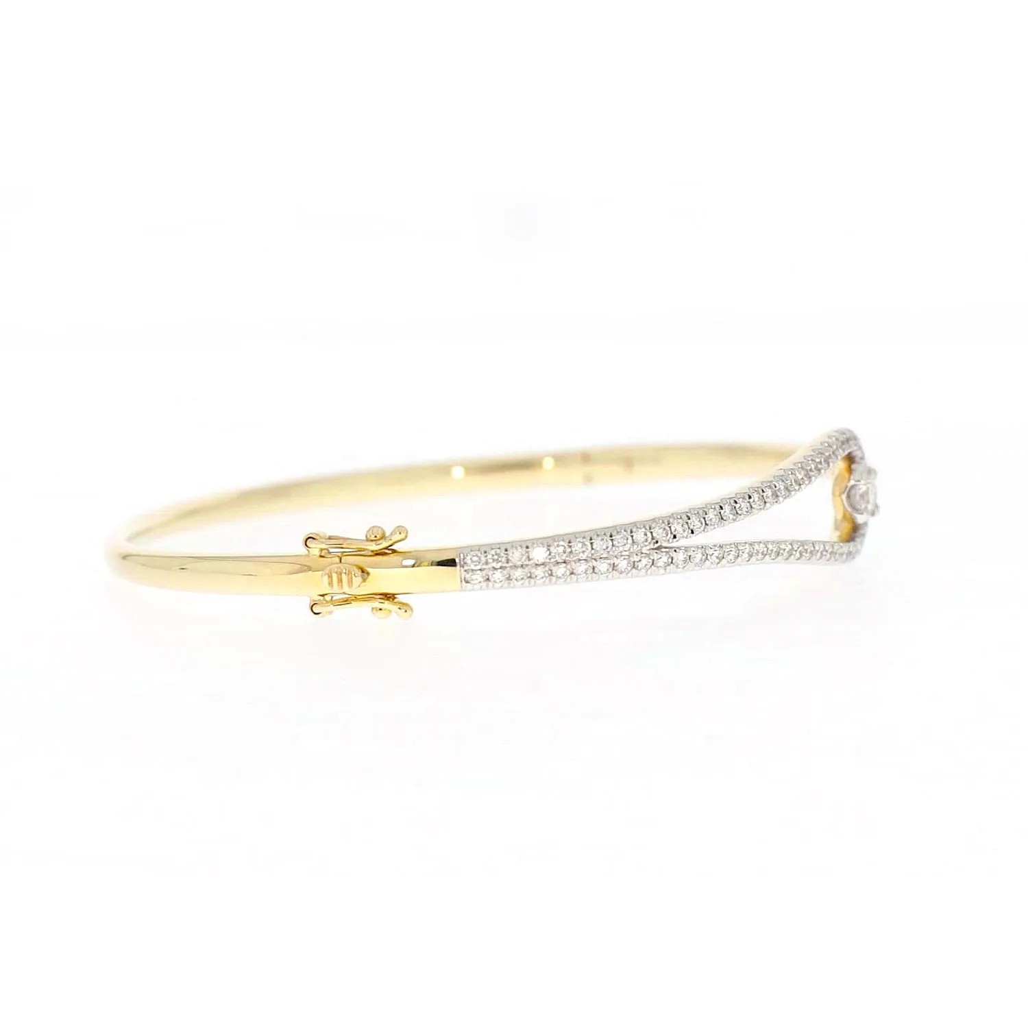 Celebration 9ct Yellow and White Gold with Round Brilliant Cut 1 Carat tw of Lab Grown Diamond Bangle