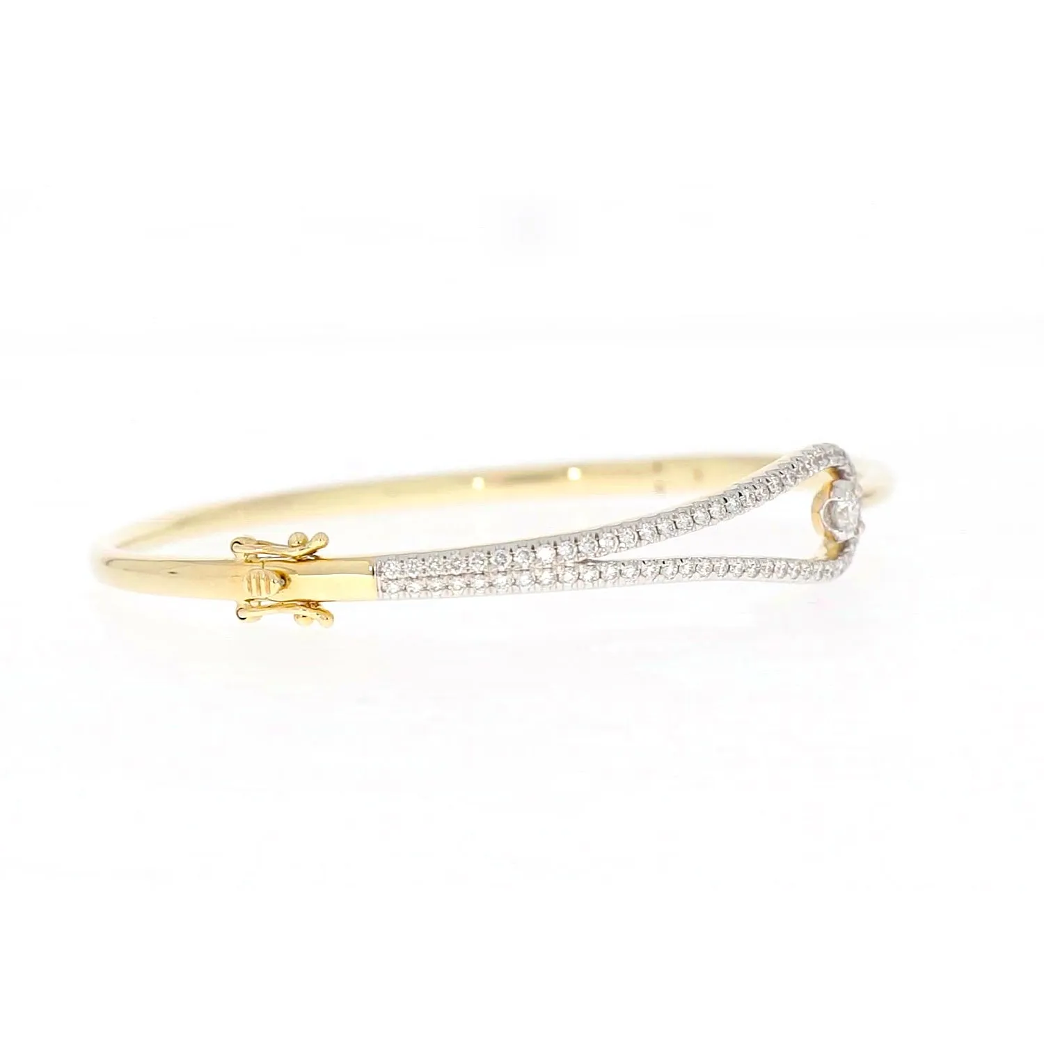 Celebration 9ct Yellow and White Gold with Round Brilliant Cut 1 Carat tw of Lab Grown Diamond Bangle